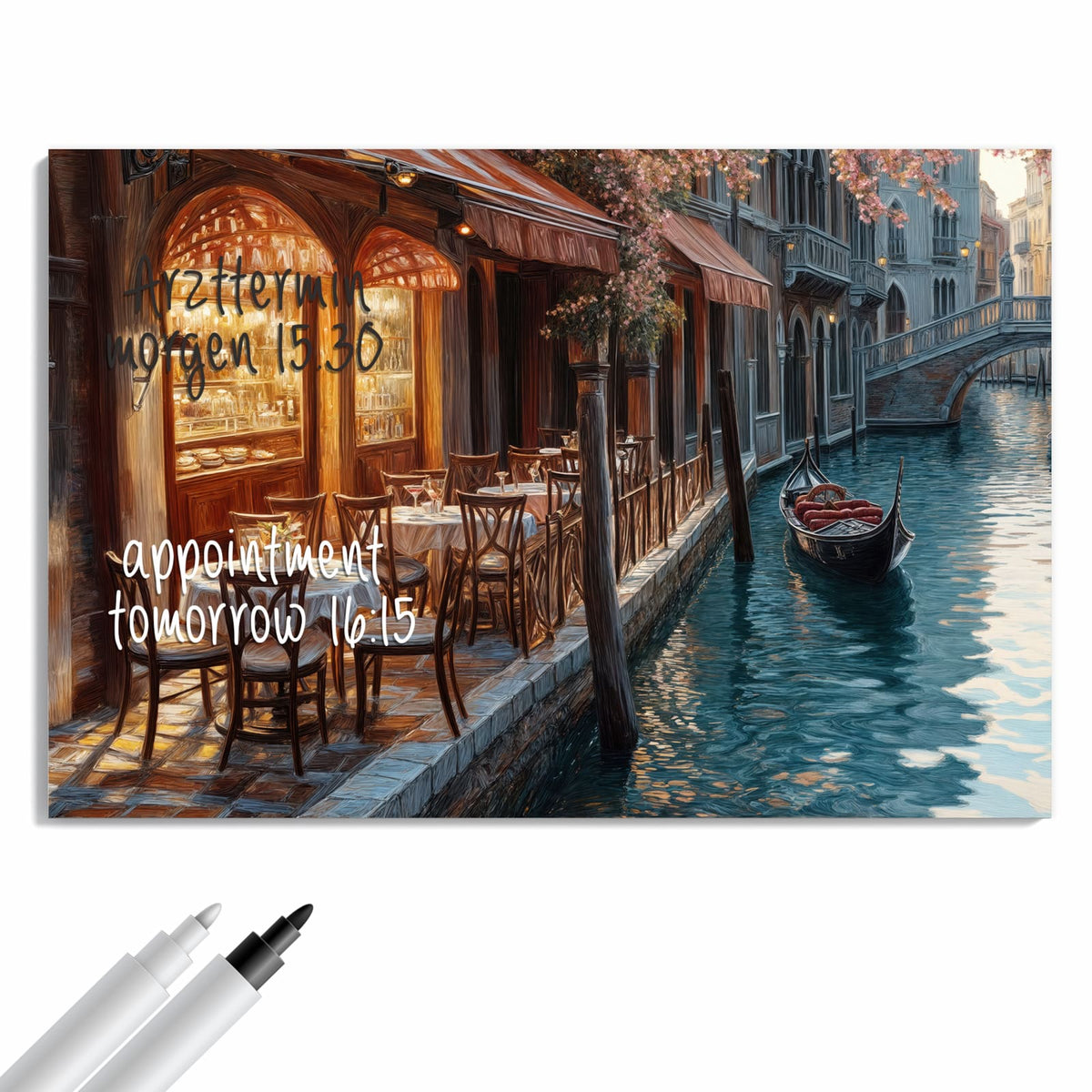 Beschreiben, abwischen, anheften – Metall Magnettafel - Kanalcafé in Venedig