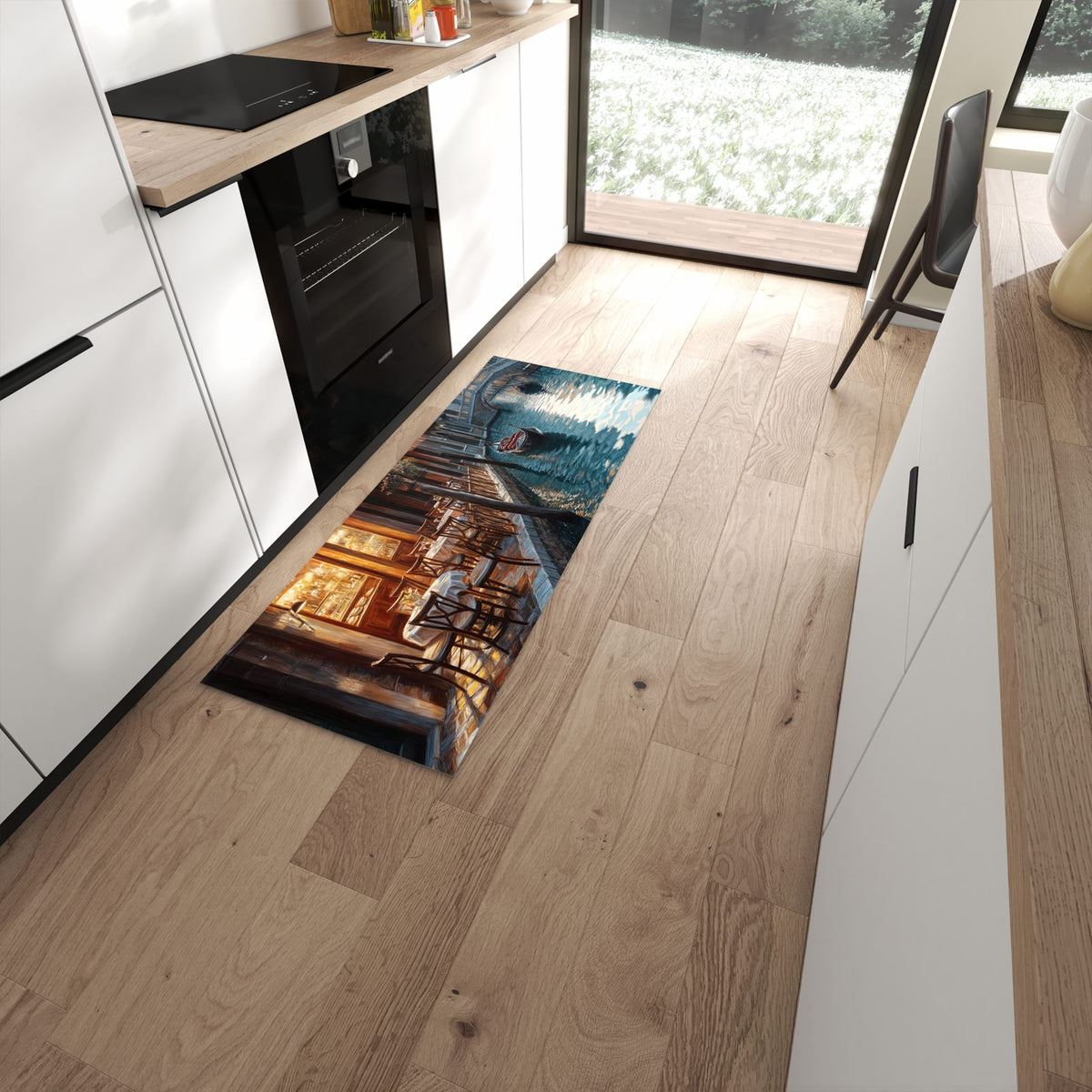 Geruchsneutraler Küchenteppich mit Motiv Sonnenuntergang Venedig in moderner Küche #grösse_60 x 150 cm