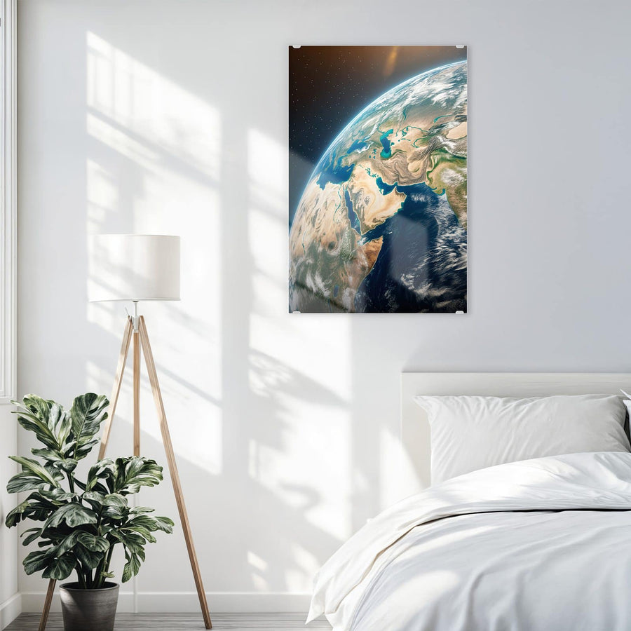 Maße Wandbild - Erdkugel mit Kontinenten - Hochformat