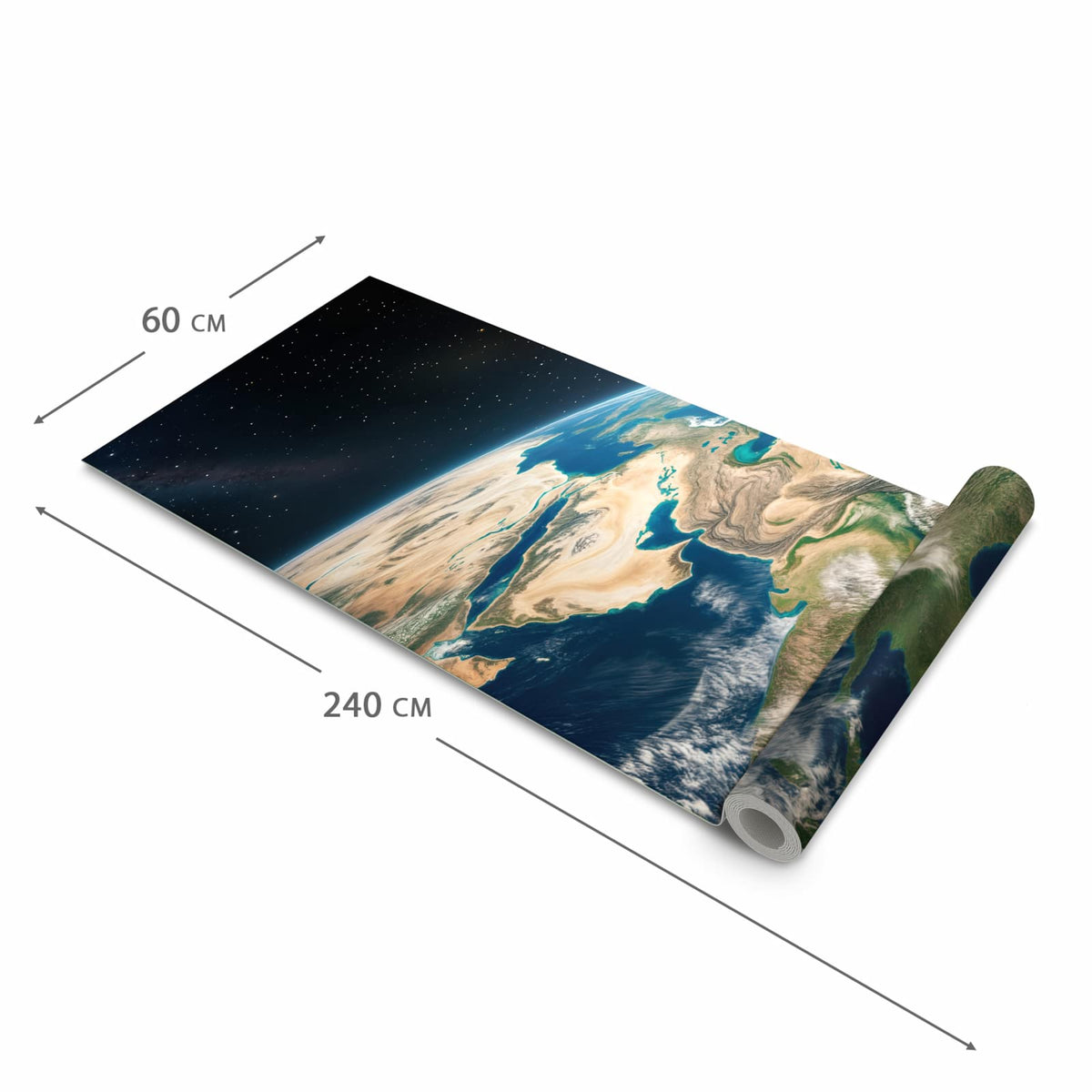 Bodenschonender Bodenläufer Teppich mit Motiv Sanfte Erde aus dem All in der Grösse 80x200 cm