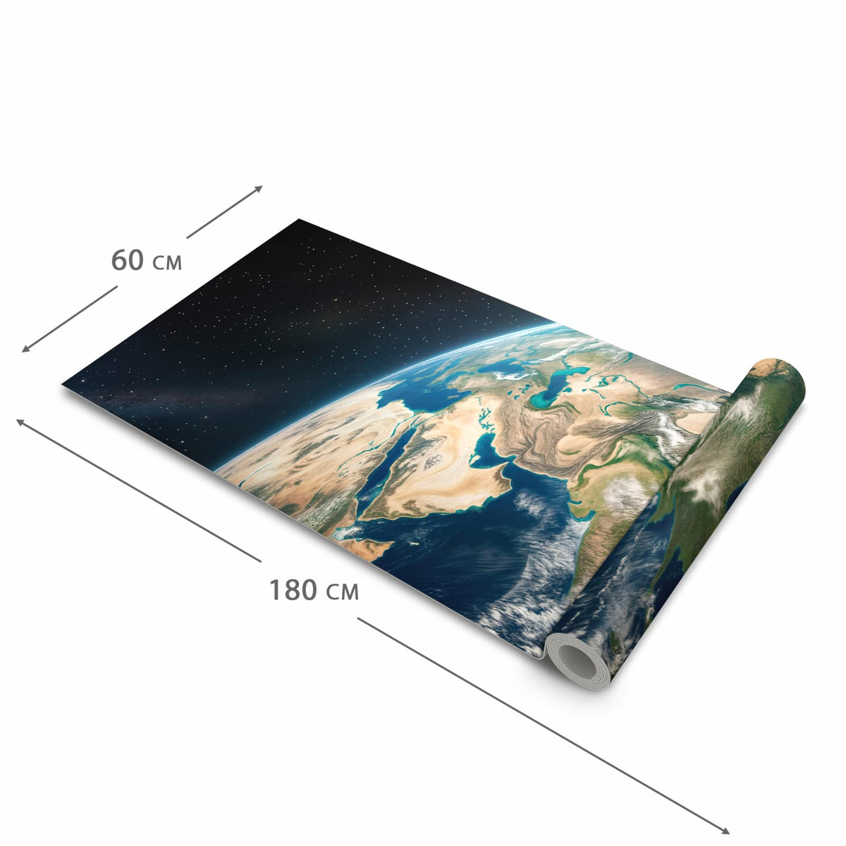 Feuchtigkeitsresistenter Bodenläufer mit Motiv Sanfte Erde aus dem All in der Grösse 80x200 cm