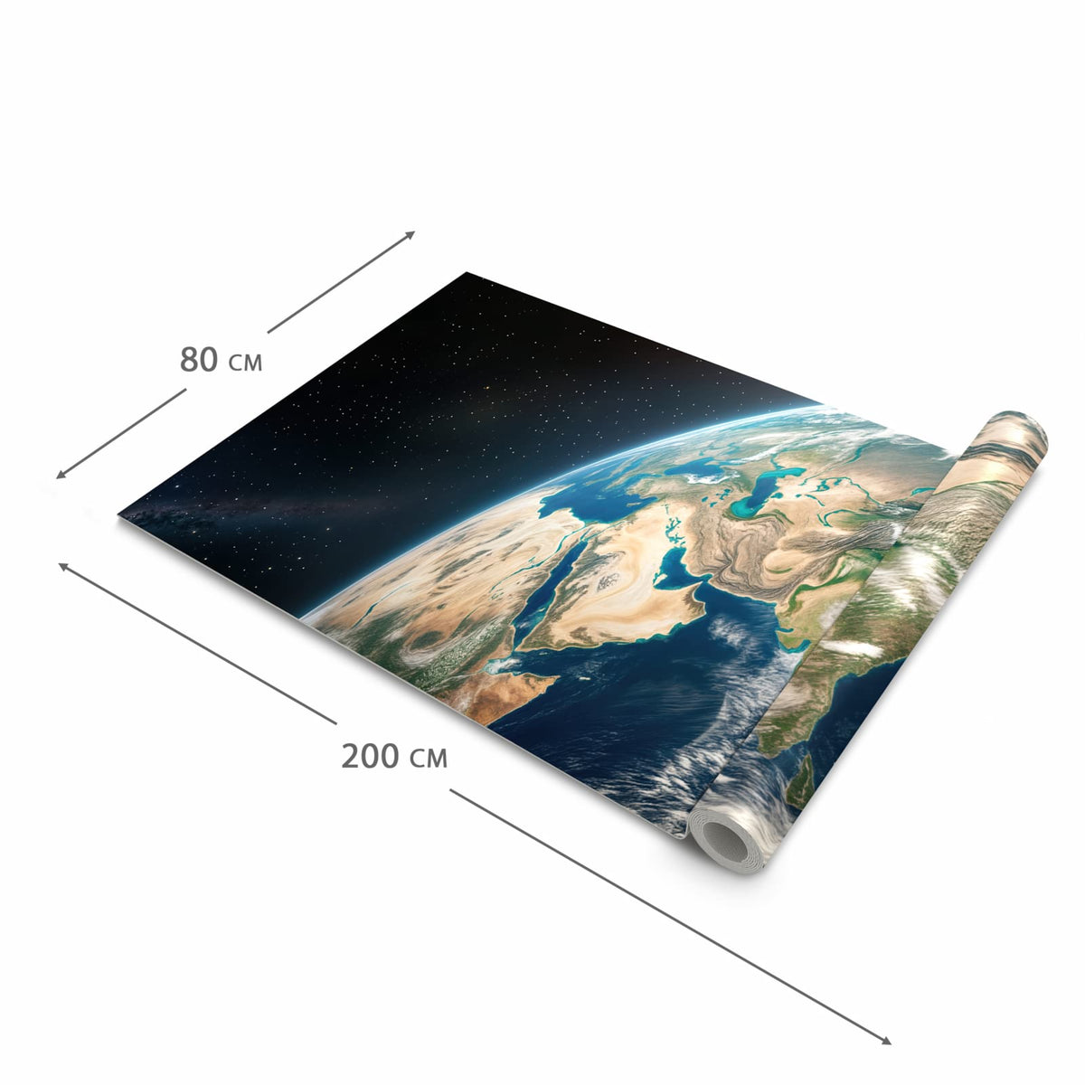 Formstabiler rutschfester Küchenteppich mit Motiv Sanfte Erde aus dem All in der Grösse 80x200 cm