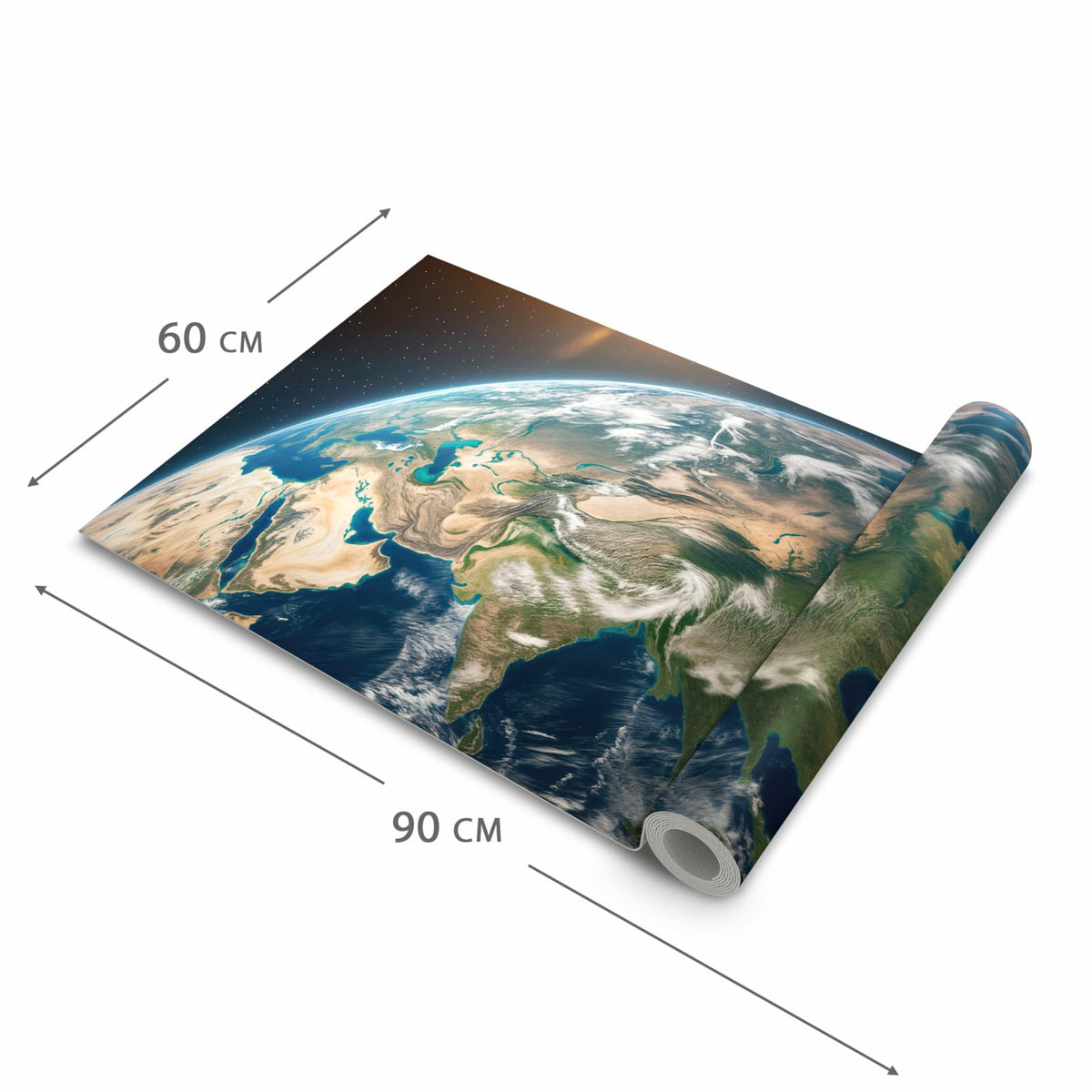Farbbeständiger Küchenteppich mit Motiv Sanfte Erde aus dem All in der Grösse 80x200 cm