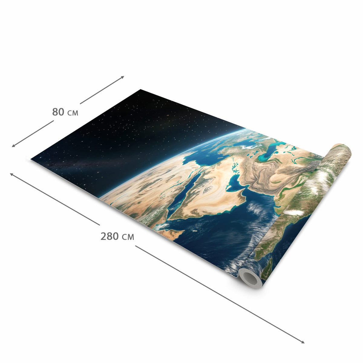 Zeitsparender waschbarer Küchenteppich mit Motiv Sanfte Erde aus dem All in der Grösse 80x200 cm