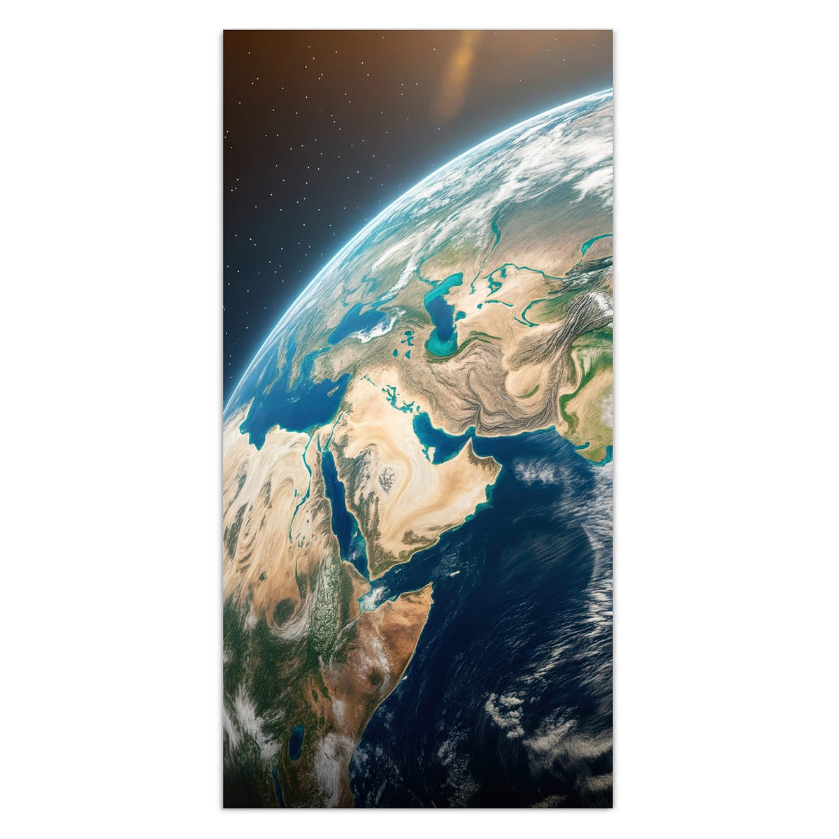 11 Größen – von 30 × 60 bis 60 × 150 cm – Wandbild - Erdkugel mit Kontinenten - Hochformat