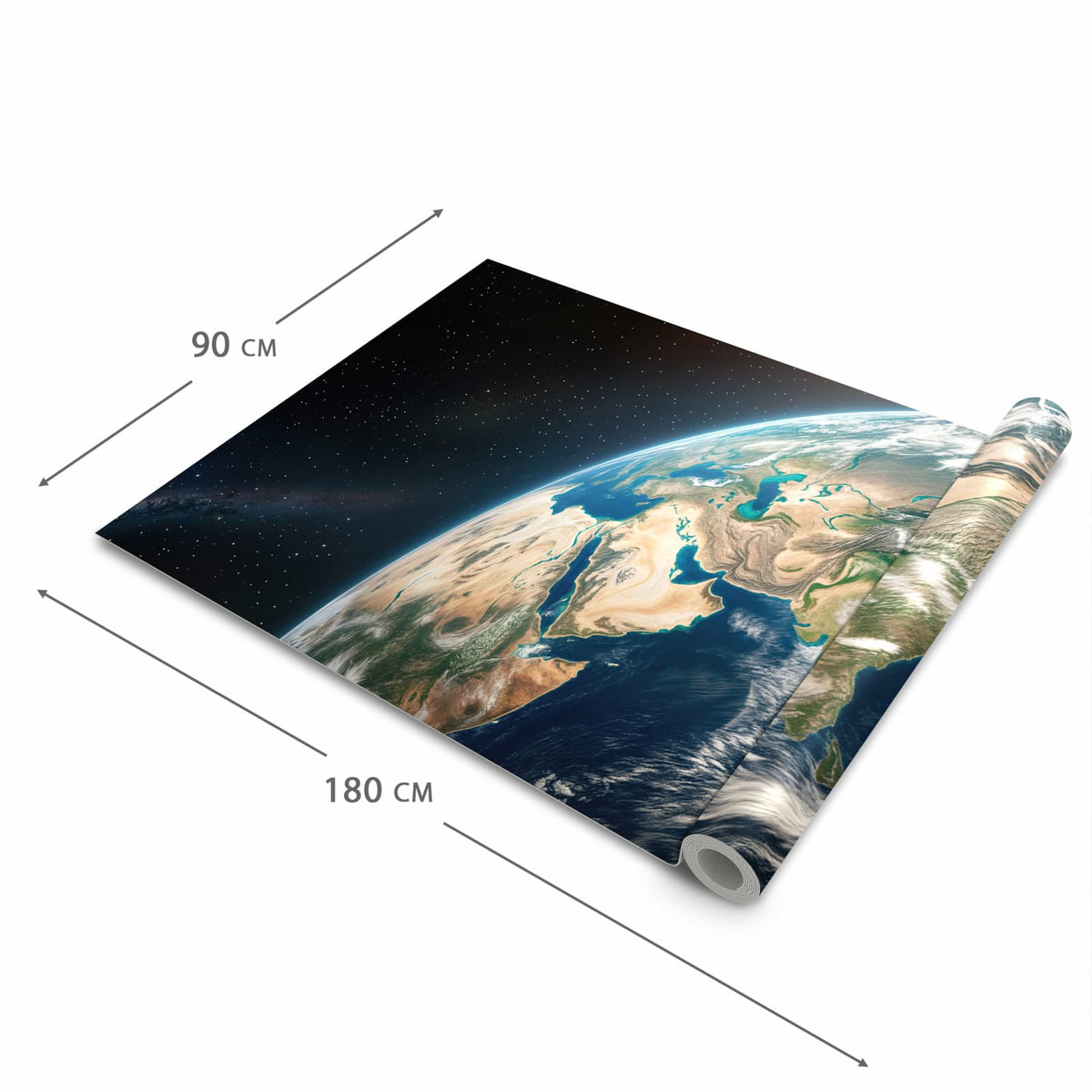 Abriebfester großer Küchenteppich mit Motiv Sanfte Erde aus dem All in der Größe 80x200 cm
