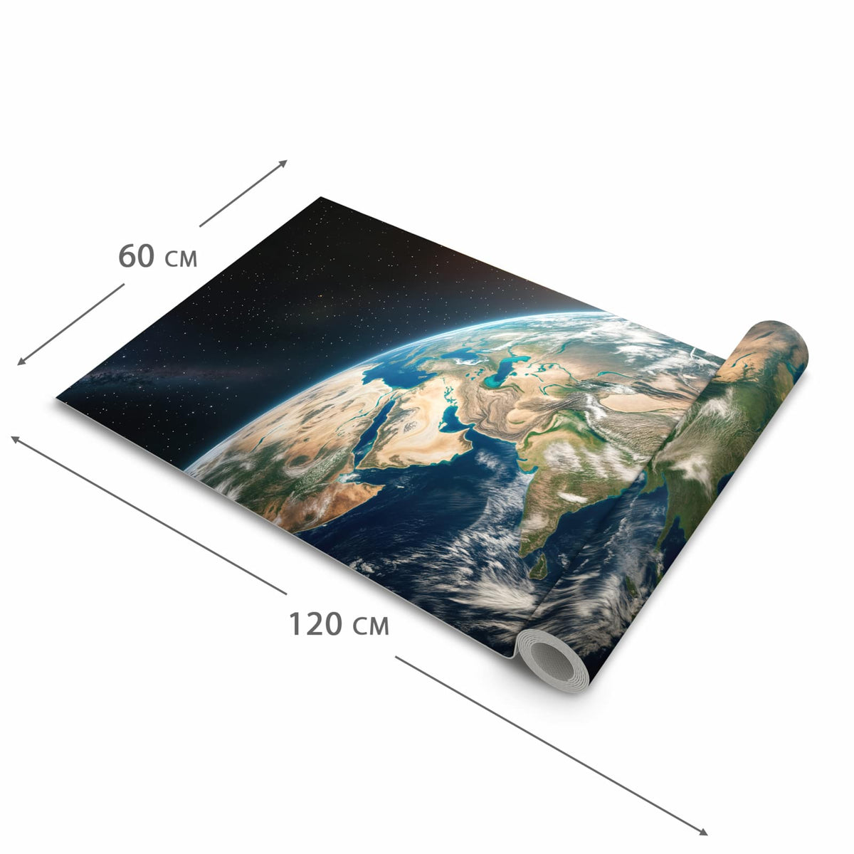 Langlebiger waschbarer Teppich mit Motiv Sanfte Erde aus dem All in der Grösse 60x90 cm