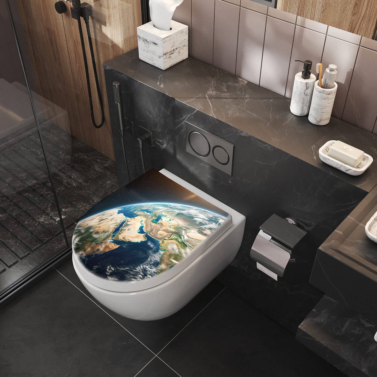 WC-Sitz mit Absenkautomatik Sanfte Erde aus dem All