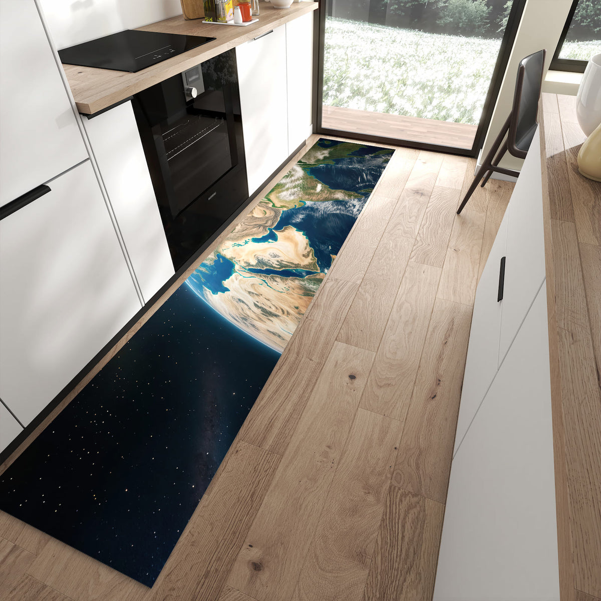 13 Größen – von 60 × 90 bis 80 × 300 cm – Küchenläufer - Erdkugel mit Kontinenten
