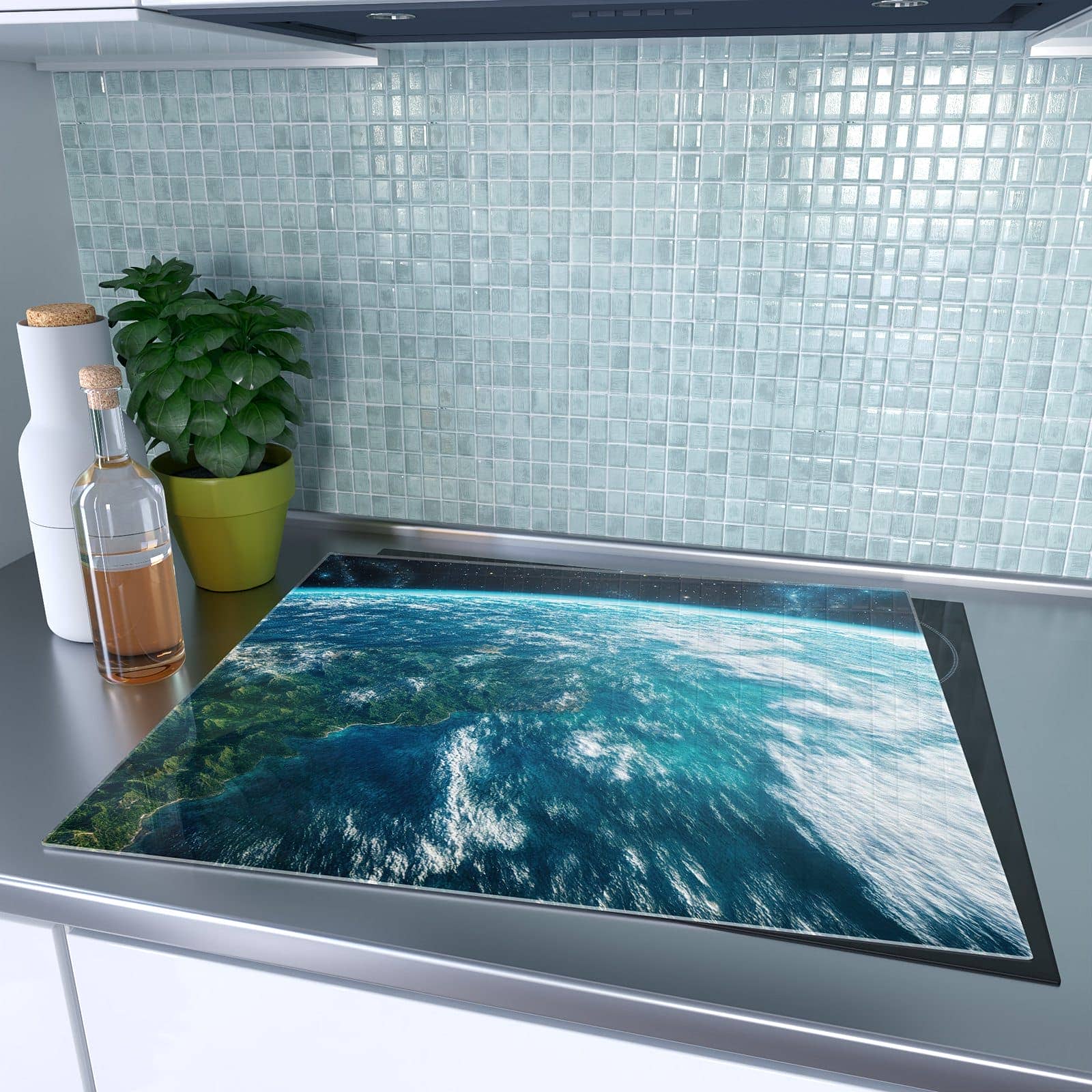 1-teilige Herdabdeckplatten aus Glas mit Wunderschöne Erde-Motiv auf dem Ceranfeld
