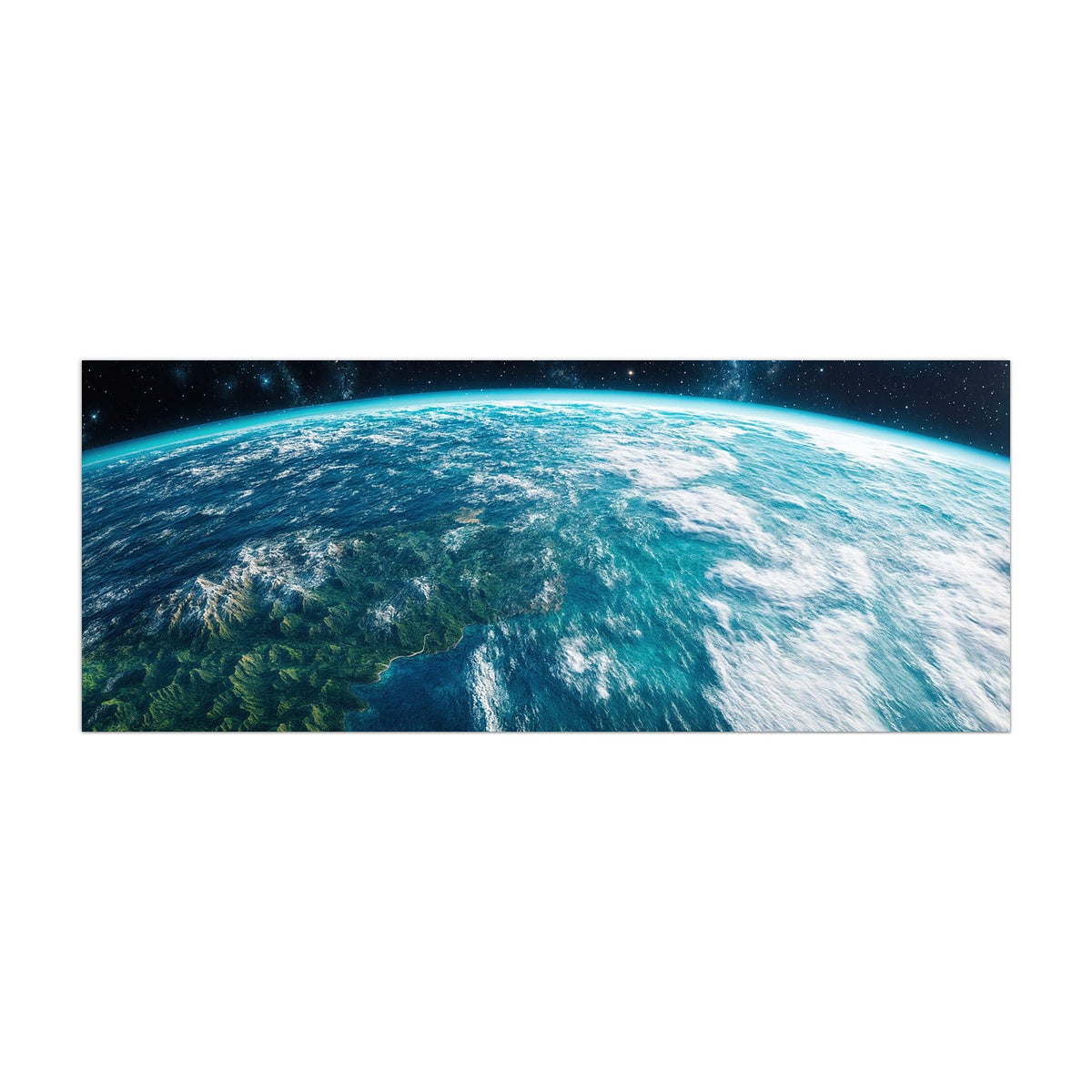 Küchenrückwand aus Glas Ozeane aus dem Orbit im Hochformat, Motiv bildfüllend von vorn