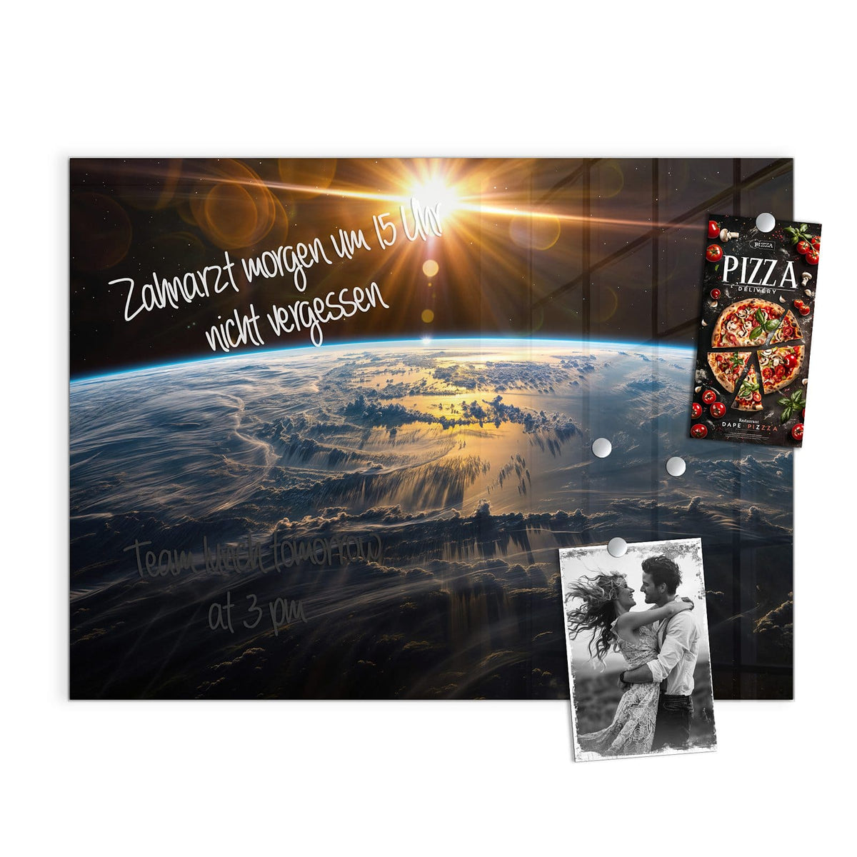 Beschreiben, abwischen, anheften – Glas Magnettafel - Goldener Sonnenaufgang