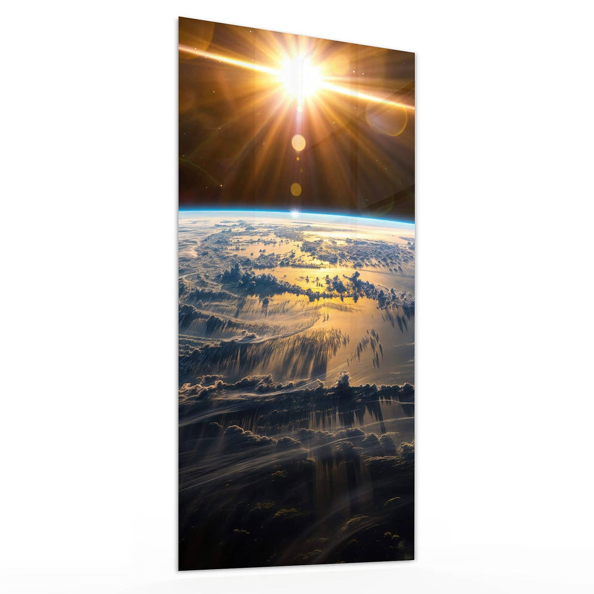 Glasbild Goldener Sonnenaufgang von der Seite, 4 mm Echtglas