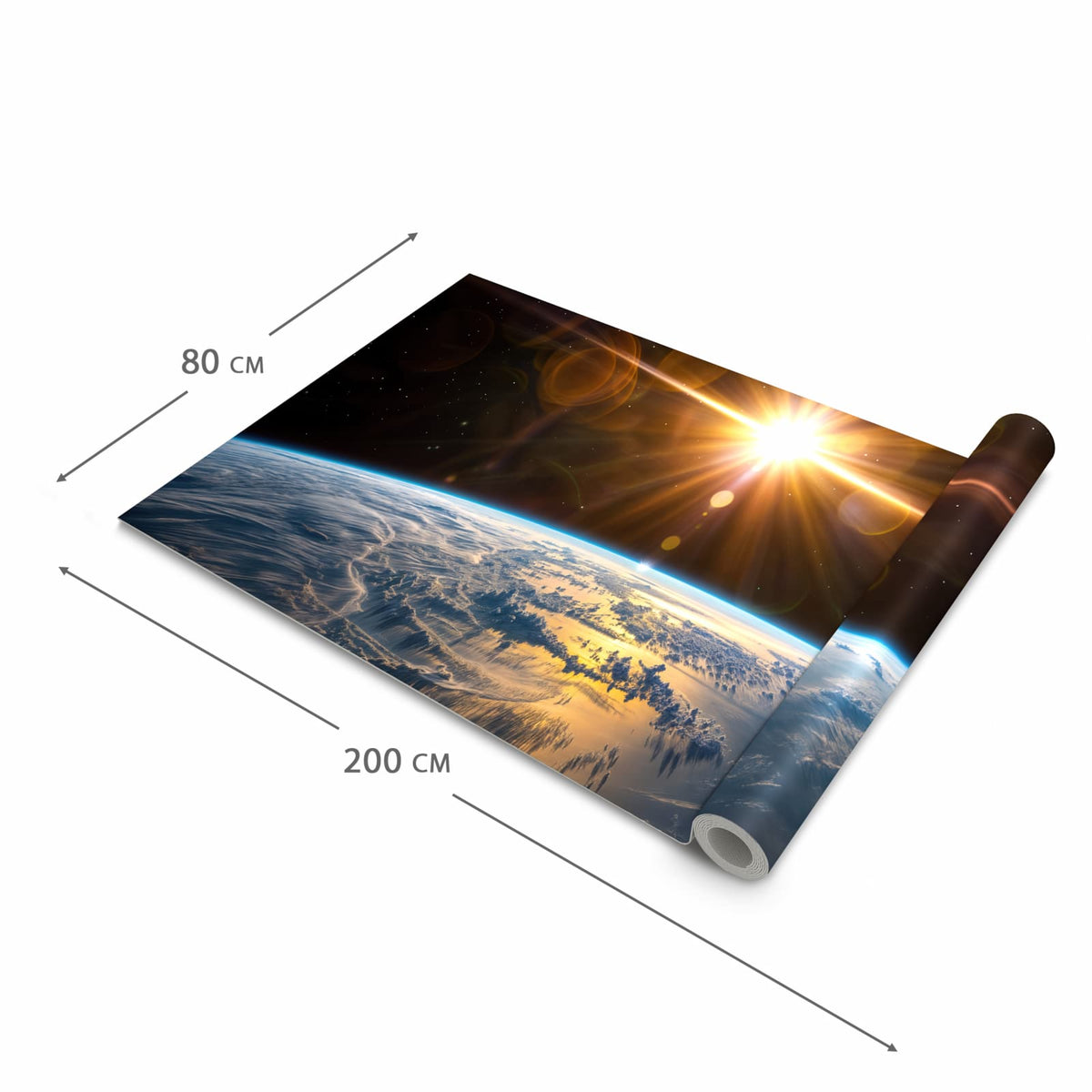 Küchenteppich mit Motiv Sonnenaufgang Erde in der Grösse 90x240 cm für sicheres Aufbewahren