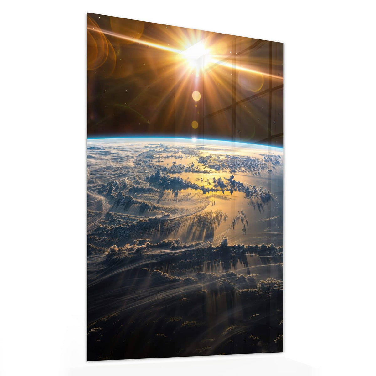 Glasbild Goldener Sonnenaufgang von der Seite, 4 mm Echtglas