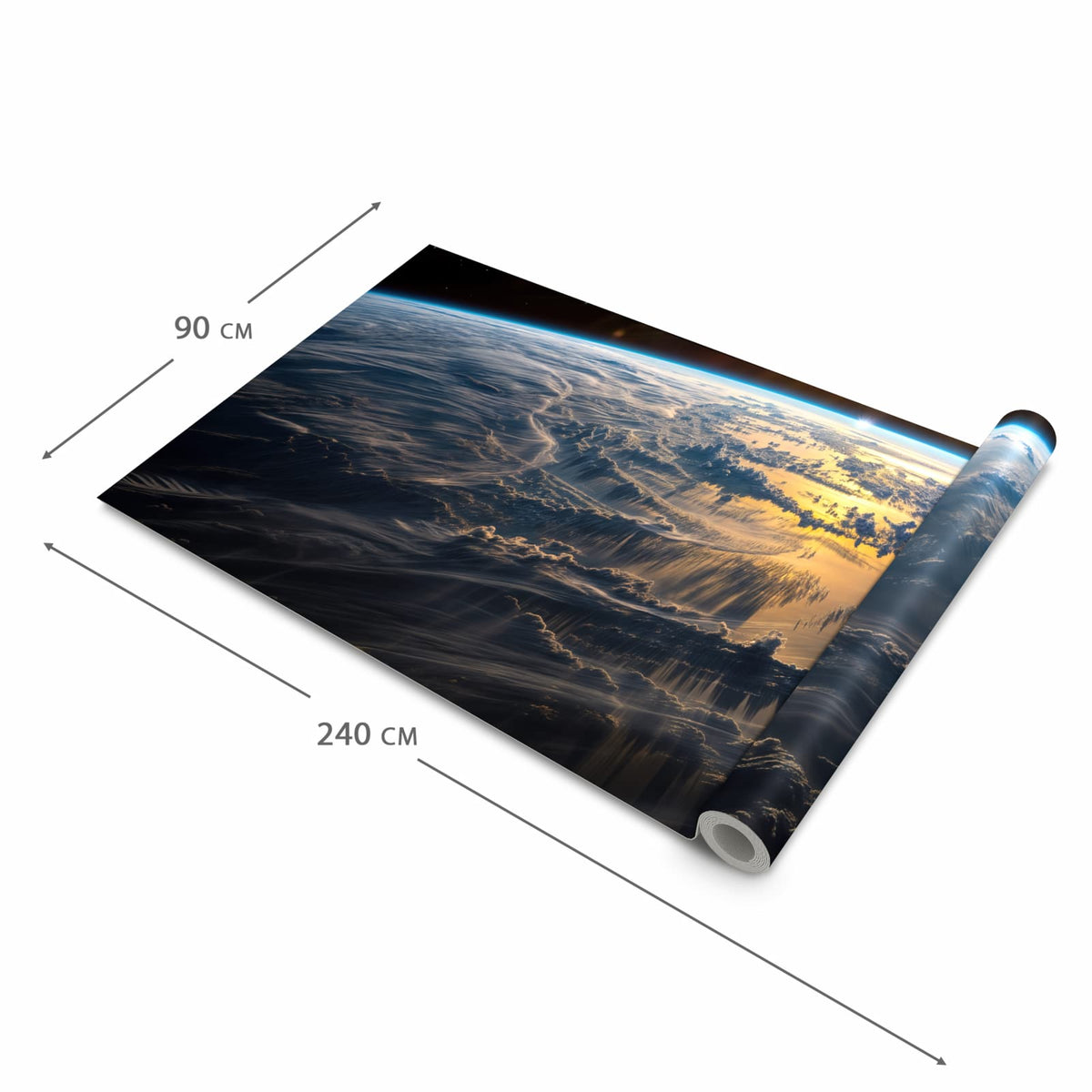 Rutschfester Küchenläufer mit Motiv Sonnenaufgang Erde in der Grösse 90x240 cm für Trittkomfort