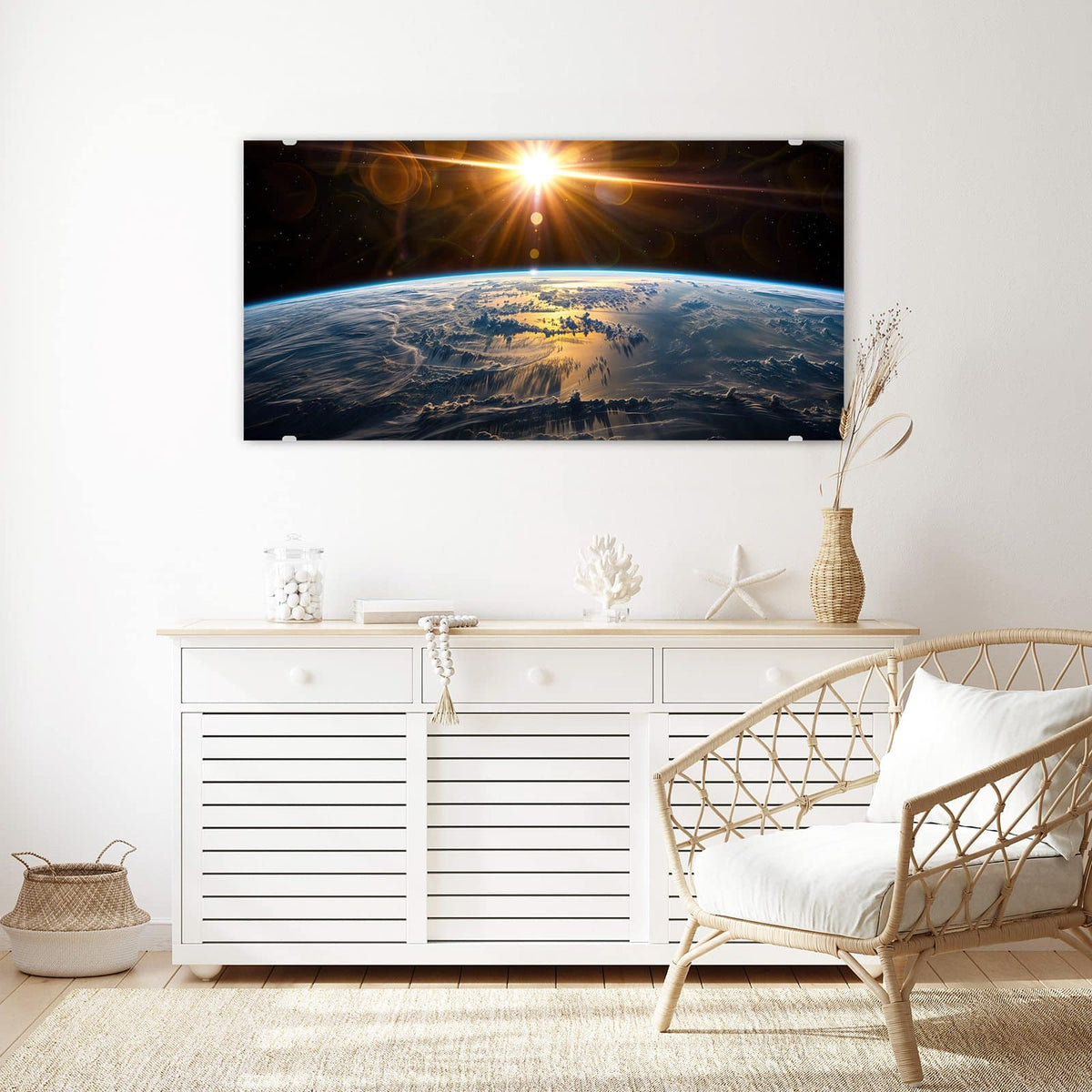 Echtglas, 4 mm – kein Acryl, keine Folie – Wandbild - Goldener Sonnenaufgang - Querformat