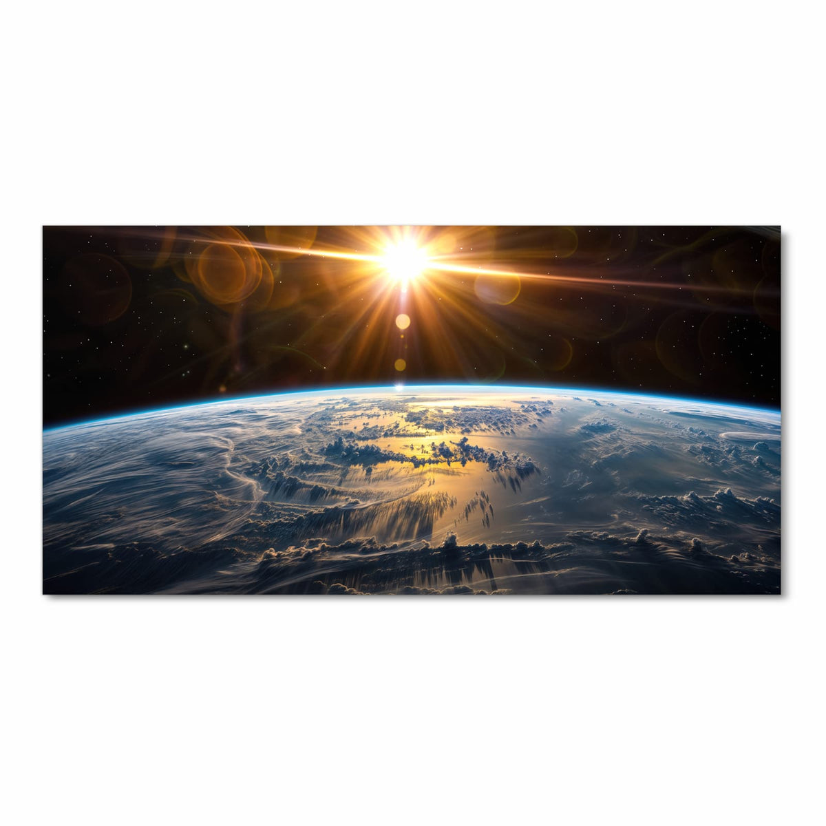 Abriebfester Küchenteppich mit Motiv Sonnenaufgang Erde in Frontansicht