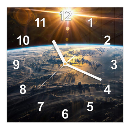Wanduhr Quadratisch mit dem Motiv Goldener Sonnenaufgang