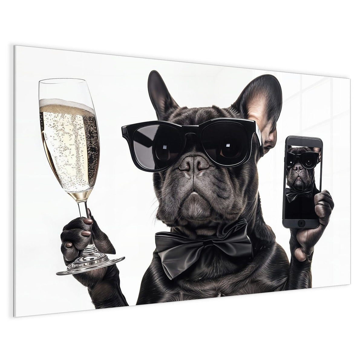 4 mm Glas statt lackiertem Blech – Magnettafel - Hund mit Sonnenbrille