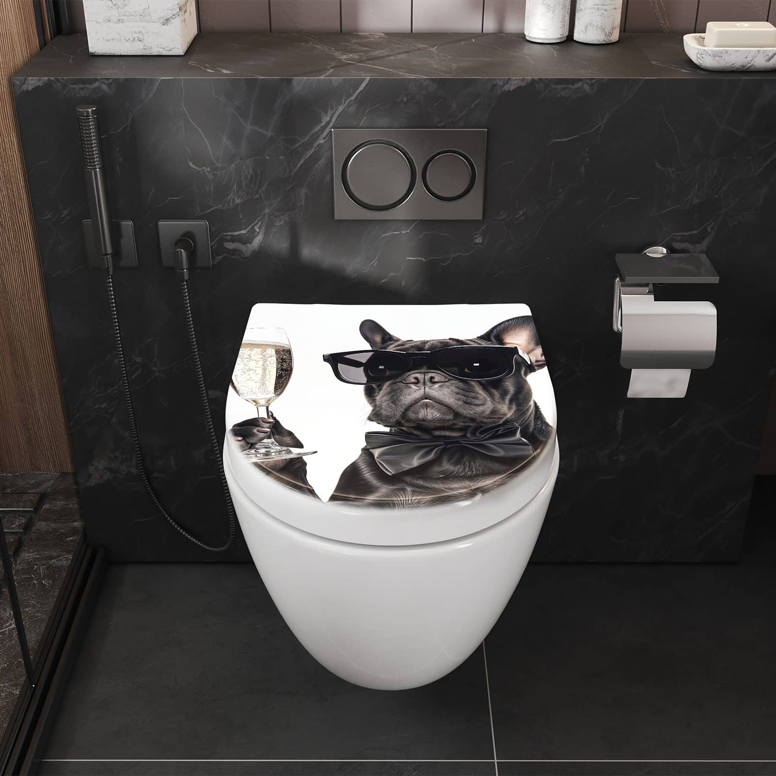 WC-Sitz mit Absenkautomatik Sonnenbrillenhund