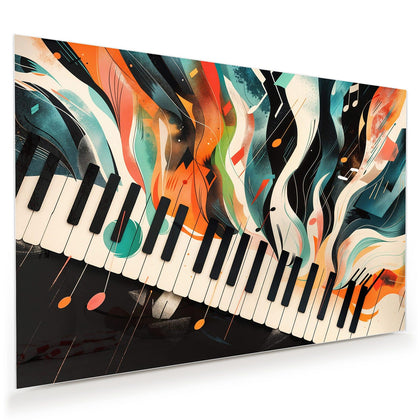 Wandbild mit dem Motiv Klavier in Farbwellen