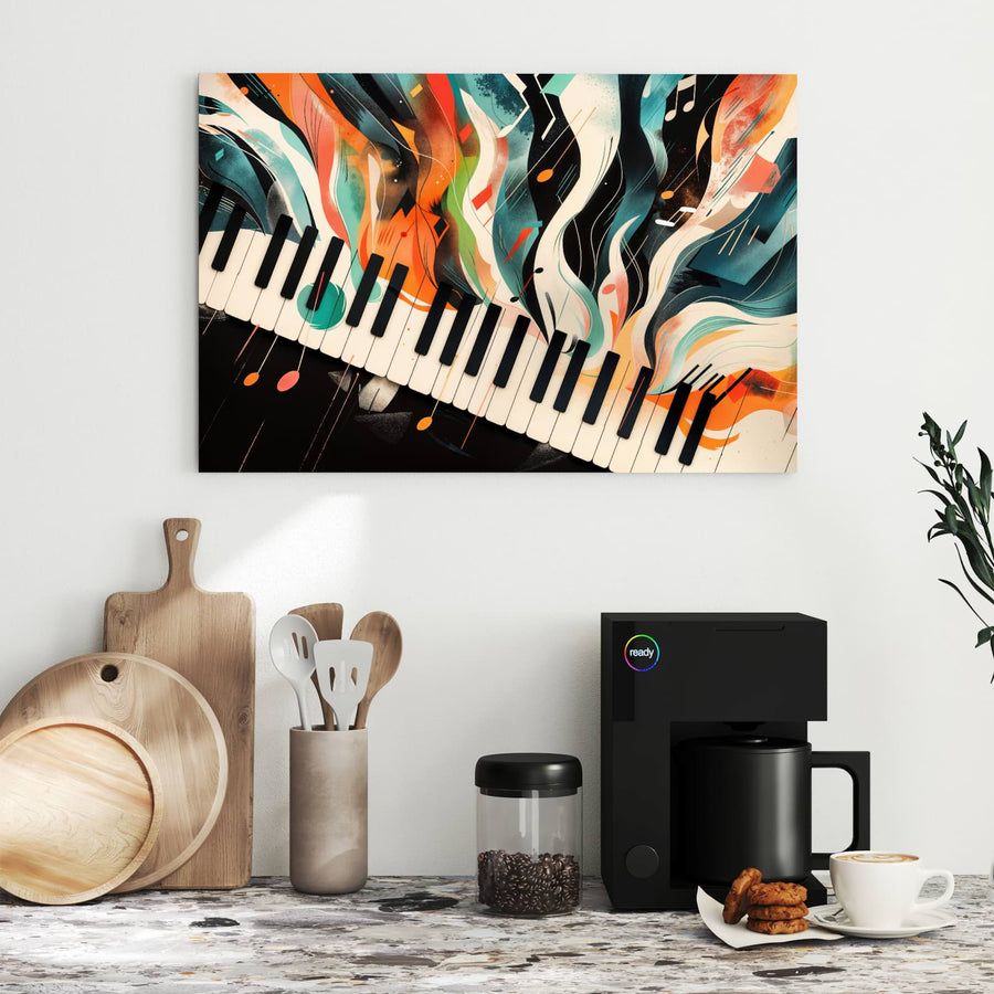 Maße Metall Magnettafel - Klavier in Farbwellen