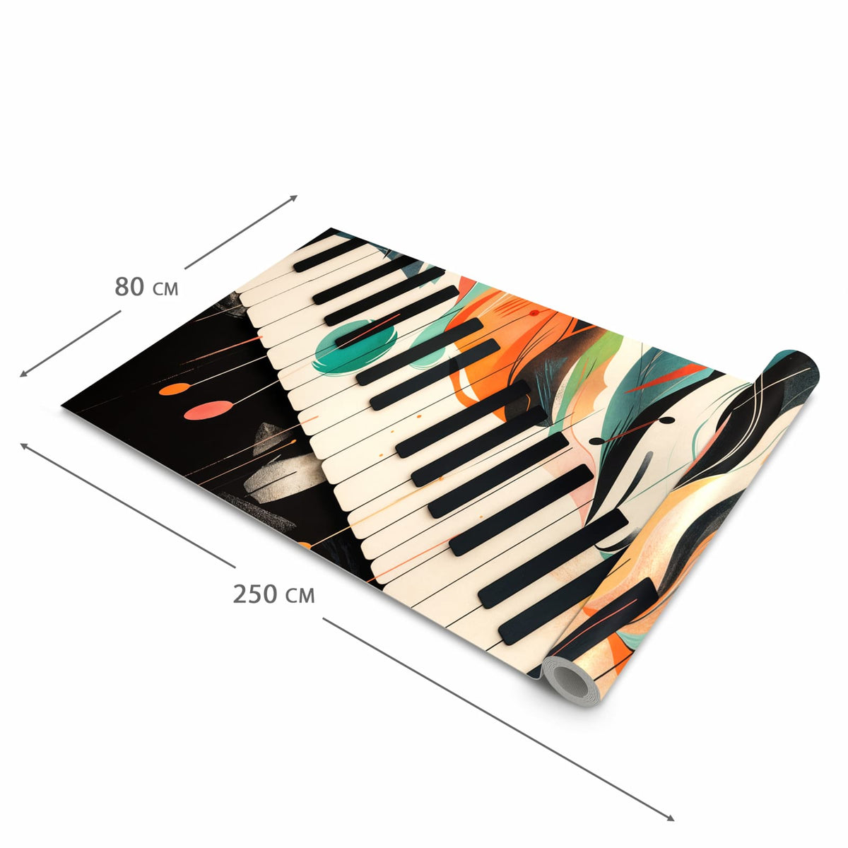 Hygienischer Küchenläufer nach Maß mit Motiv Farben Klavier in der Größe 60x300 cm
