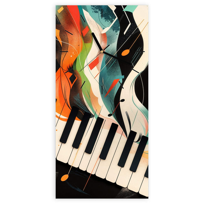 Wanduhr Farben Klavier aus Glas – Hochformat 30 × 60 cm mit Ziffernblatt Linie