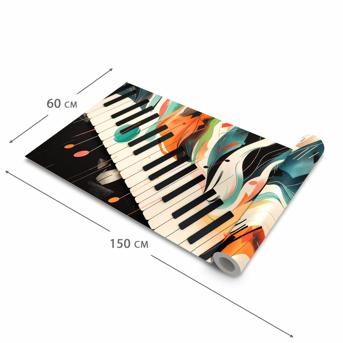 Langlebiger Küchenläufer mit Motiv Farben Klavier in der Grösse 60x300 cm, waschbar