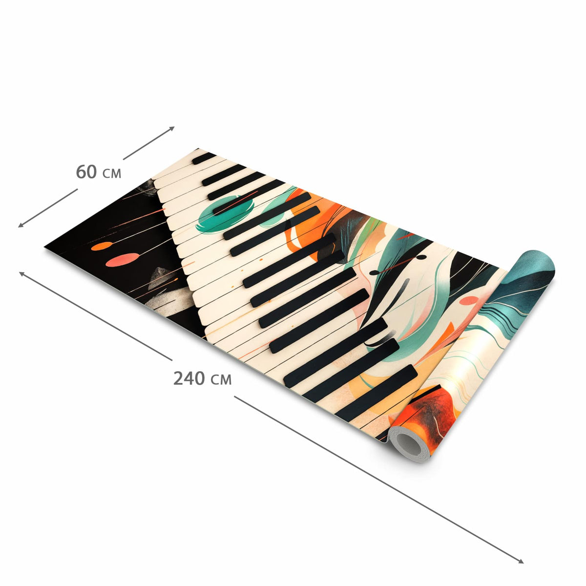 Pflegeleichter rutschfester Küchenläufer mit Motiv Farben Klavier in der Grösse 60x300 cm