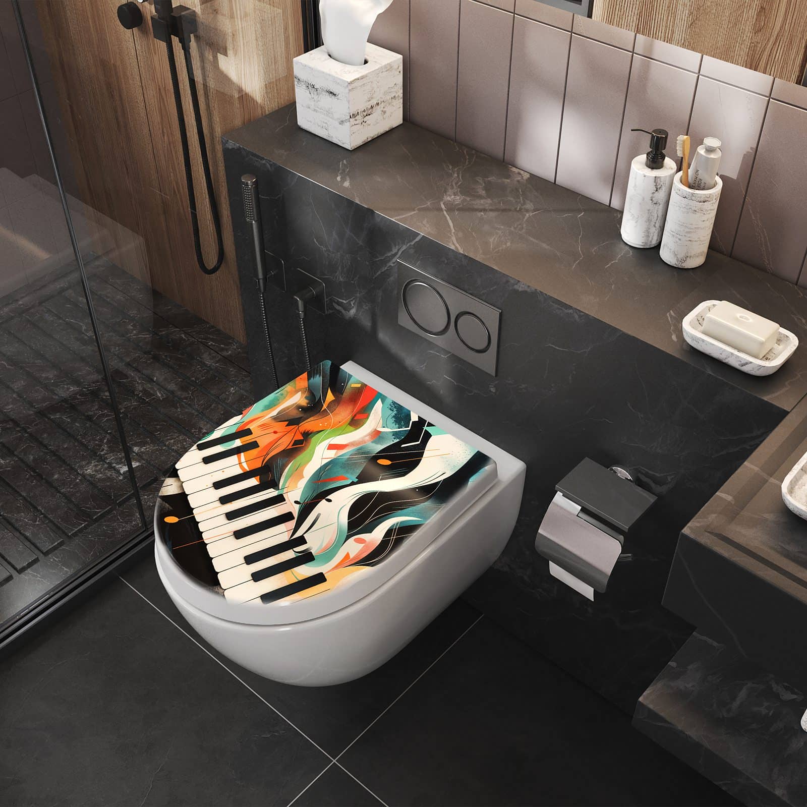 WC-Sitz mit Absenkautomatik Farben Klavier