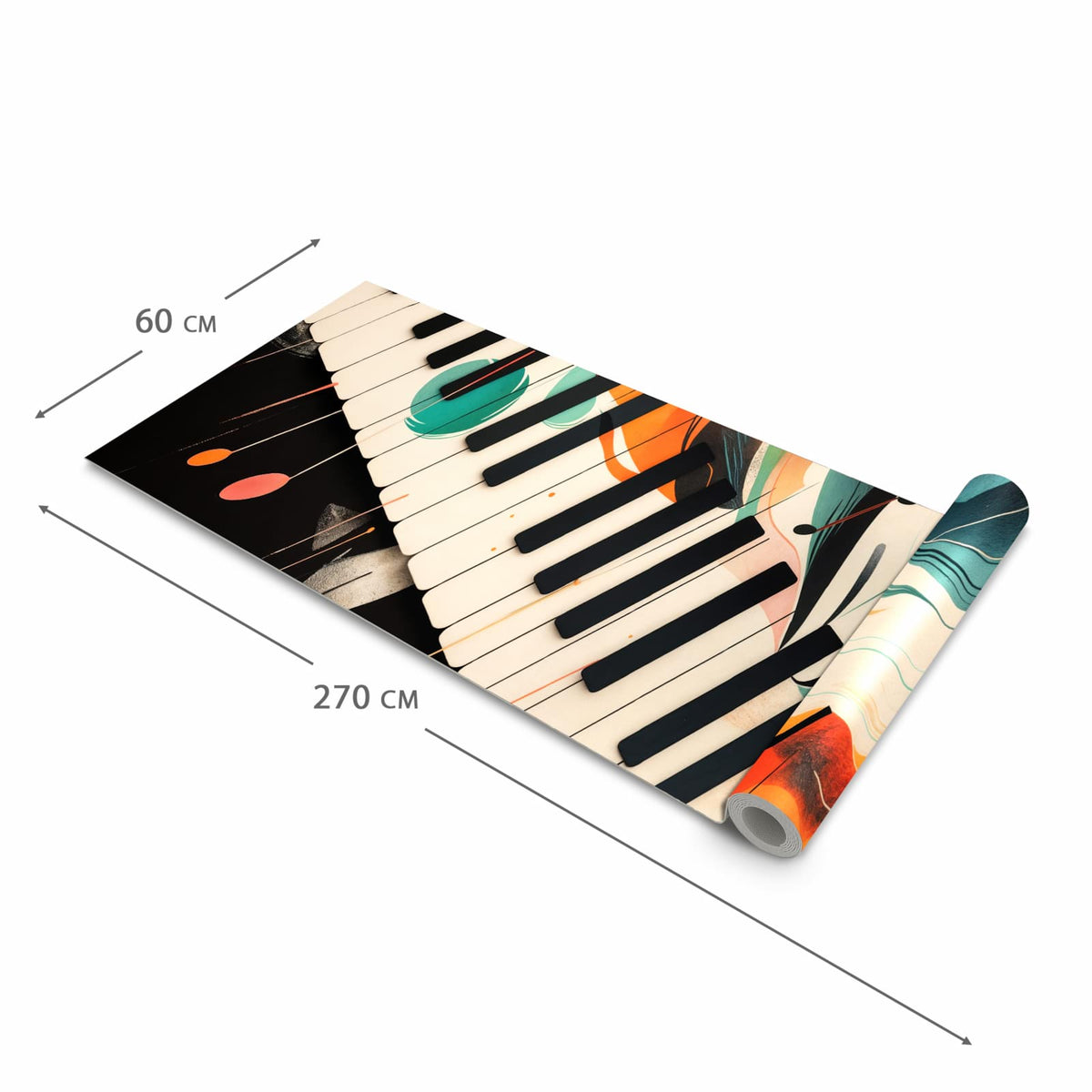 Komfortabler rutschfester Küchenläufer mit Motiv Farben Klavier in der Größe 60x300 cm