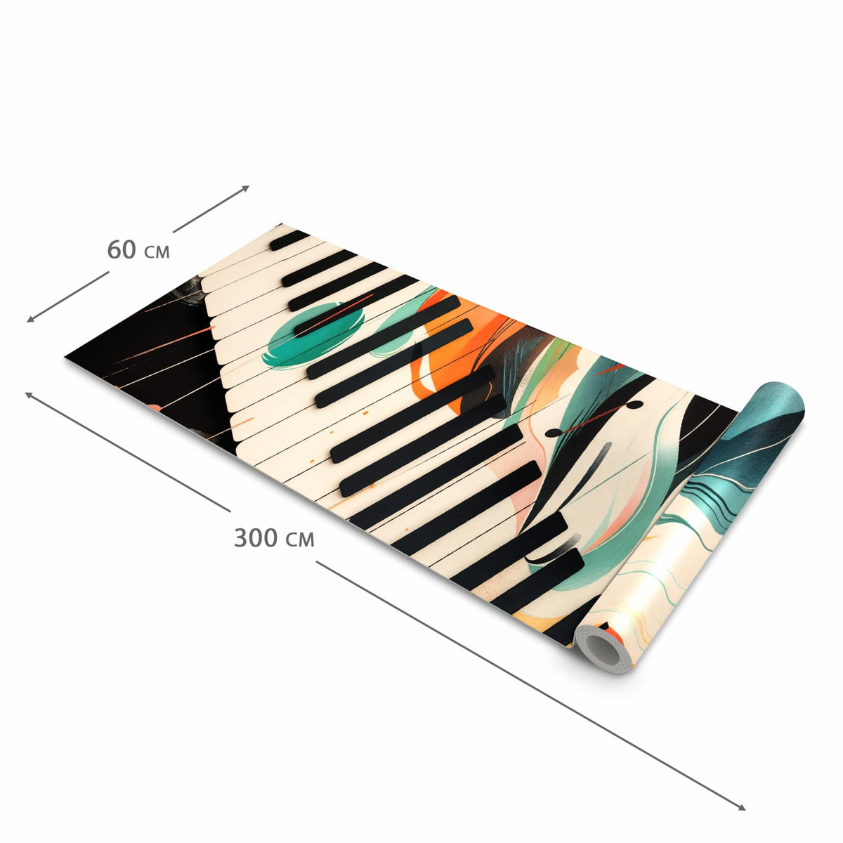 Rutschfester waschbarer Küchenläufer mit Motiv Farben Klavier in der Größe 60x300 cm