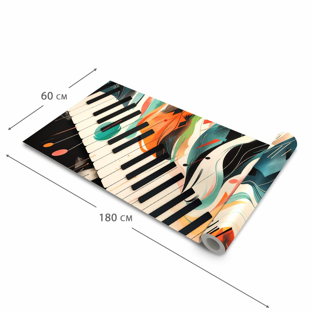 Flacher rutschfester Küchenläufer mit Motiv Farben Klavier in der Grösse 60x300 cm