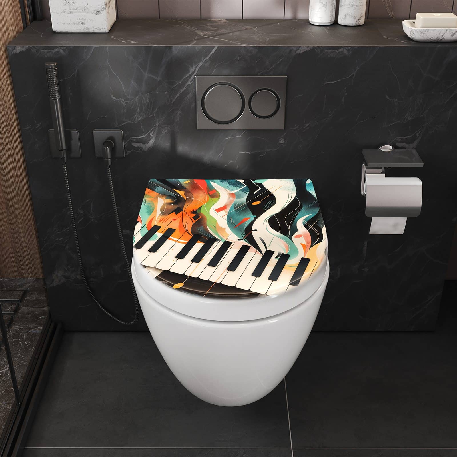 WC-Sitz mit Absenkautomatik Farben Klavier