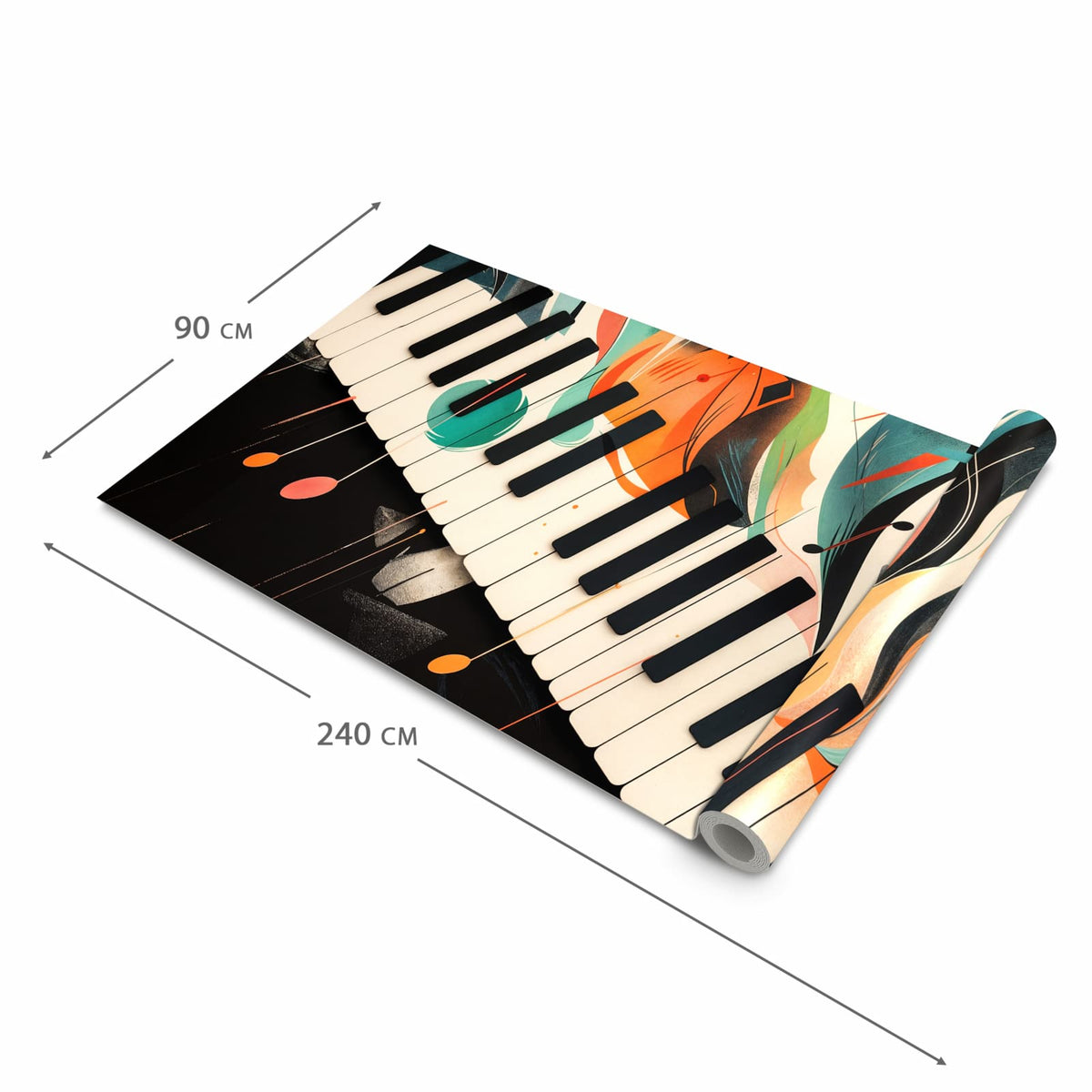 Rutschfester Küchenteppich mit Motiv Farben Klavier in der Grösse 60x90 cm