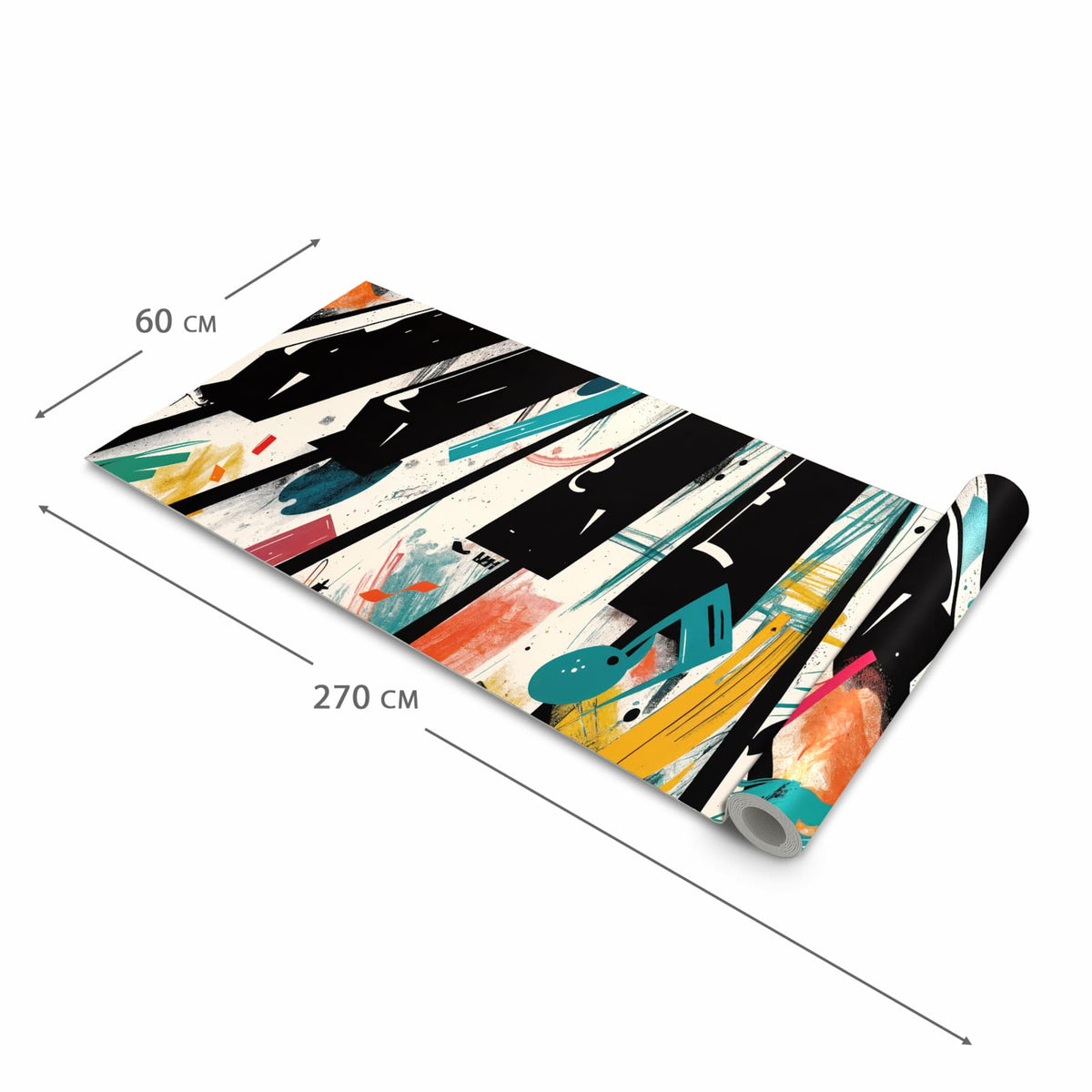 Küchenteppich mit Motiv Musiknoten Klavier in der Größe 60x300 cm für sicheres Aufbewahren