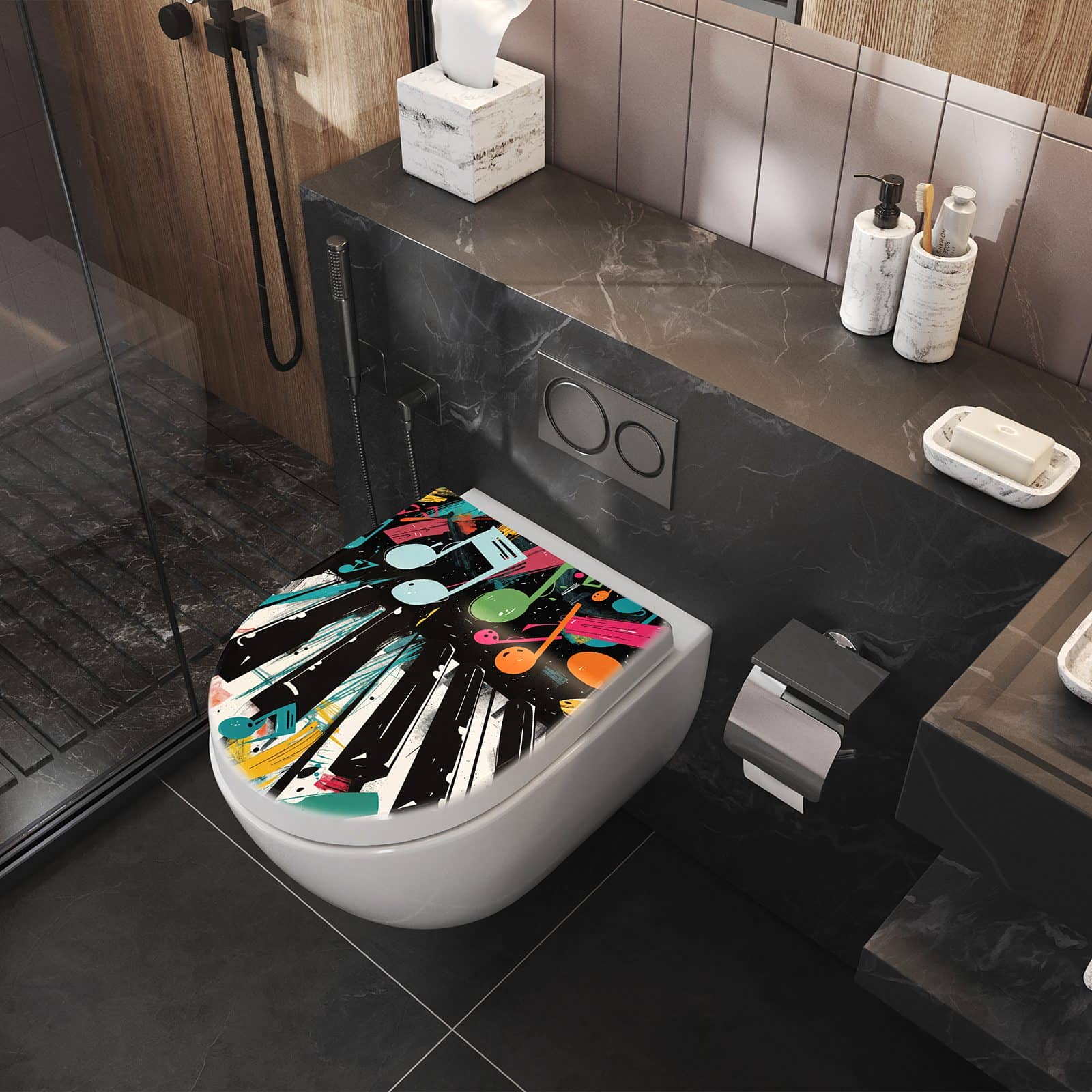 WC-Sitz mit Absenkautomatik Musiknoten Klavier