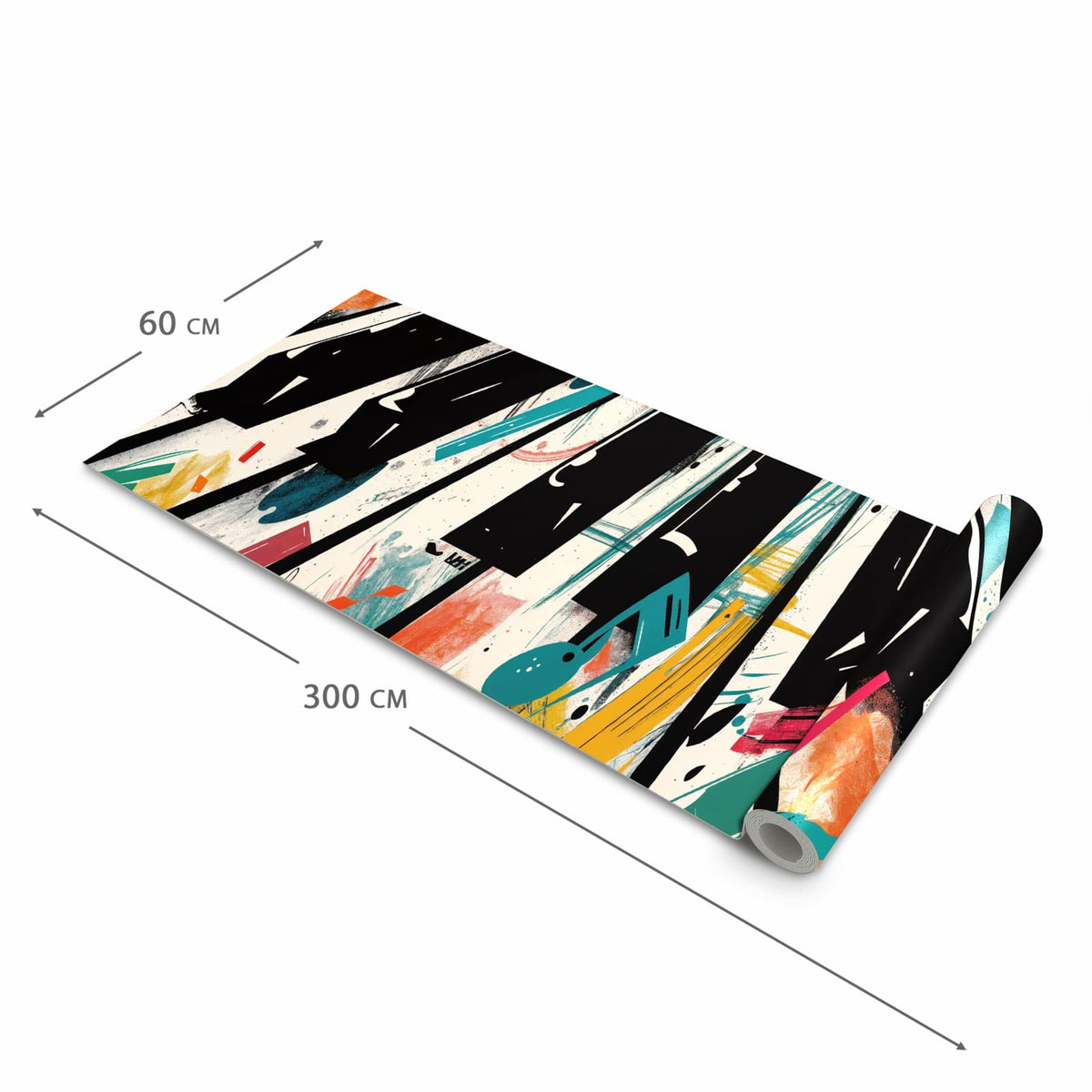 Rutschfester Küchenteppich mit Motiv Musiknoten Klavier in der Grösse 60x300 cm spart Zeit