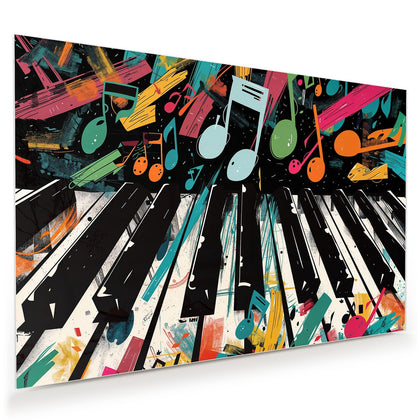 Wandbild mit dem Motiv Klaviertasten und Noten