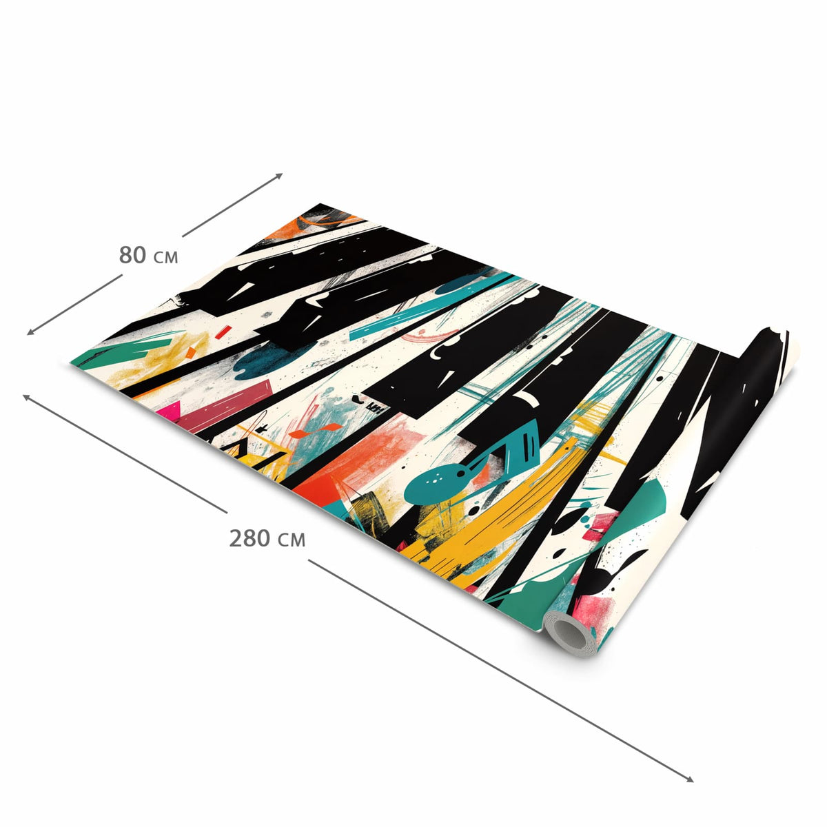 Großer Küchenteppich mit Motiv Musiknoten Klavier in der Grösse 60x300 cm für Trittkomfort