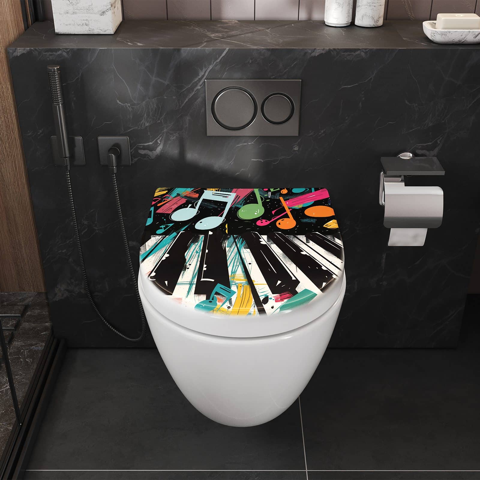 WC-Sitz mit Absenkautomatik Musiknoten Klavier
