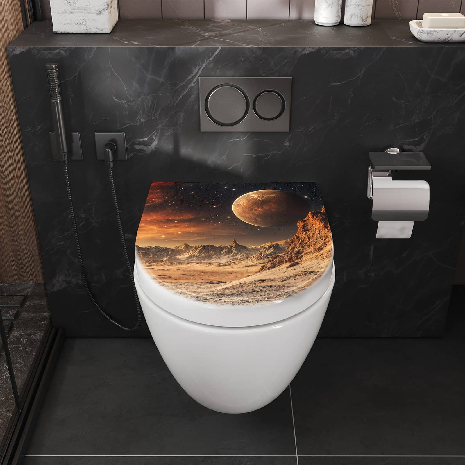 WC-Sitz mit Absenkautomatik Fremder Planet