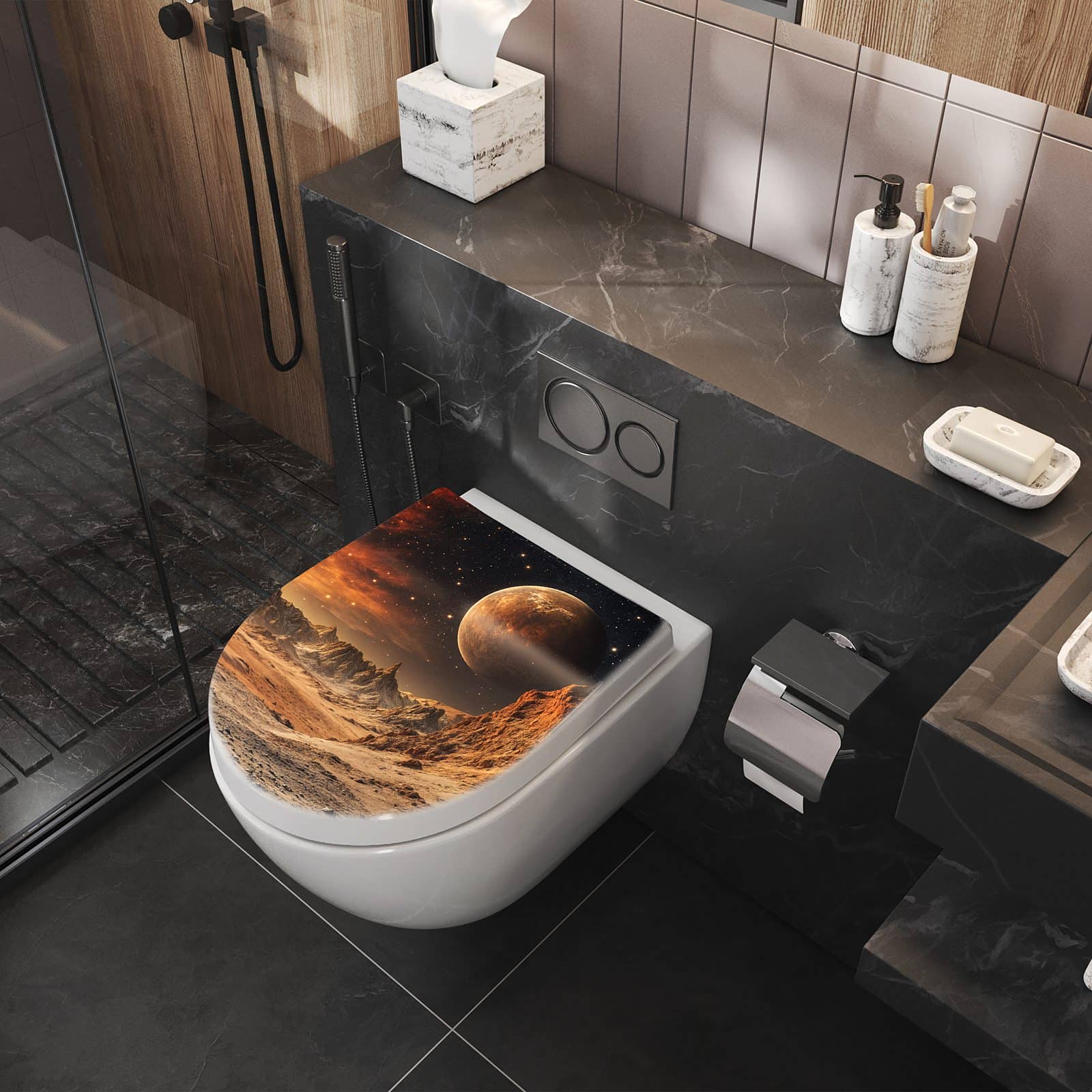 WC-Sitz mit Absenkautomatik Fremder Planet