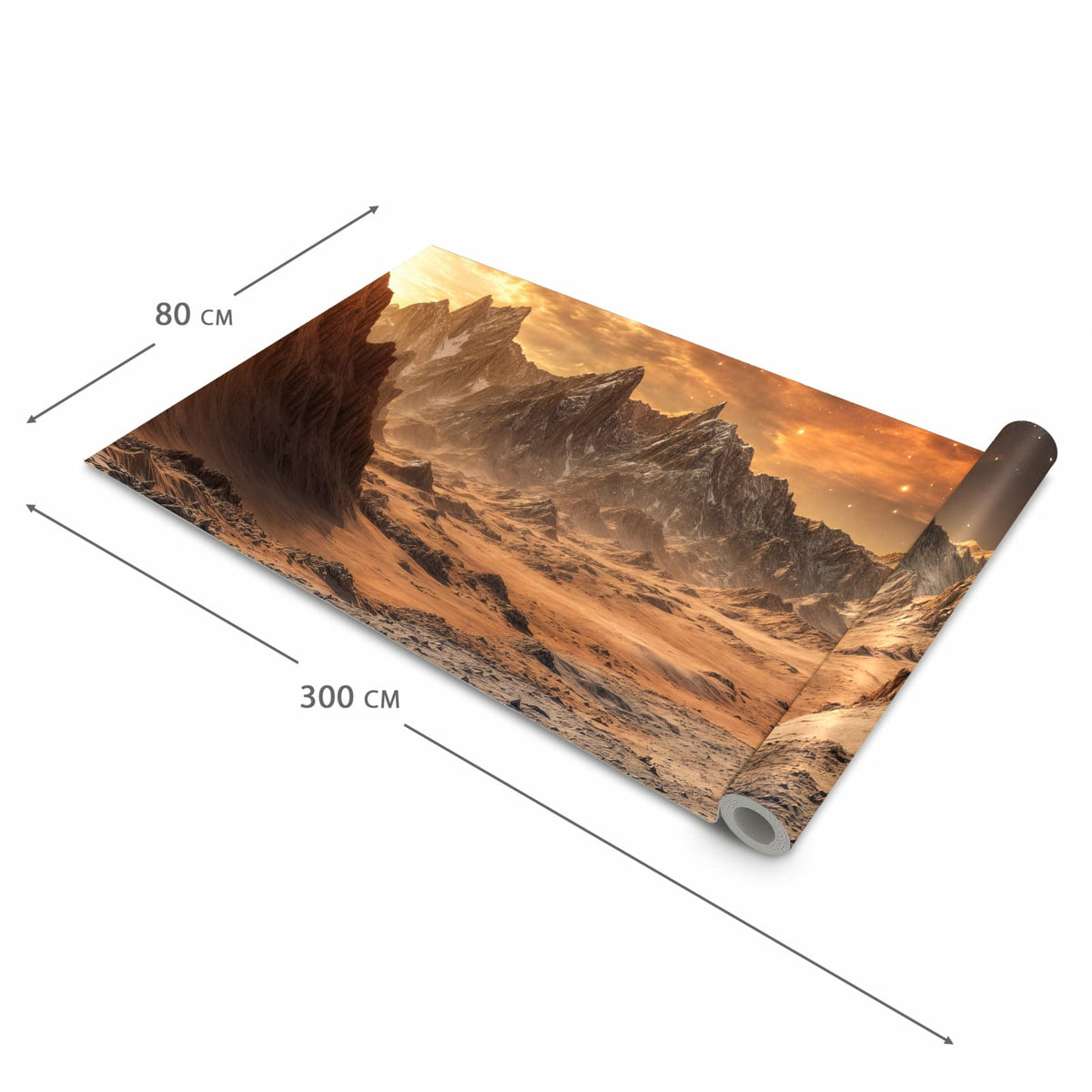 Rutschfester waschbarer Teppich fürs Esszimmer mit Motiv Fremder Planet in der Größe 60x300 cm