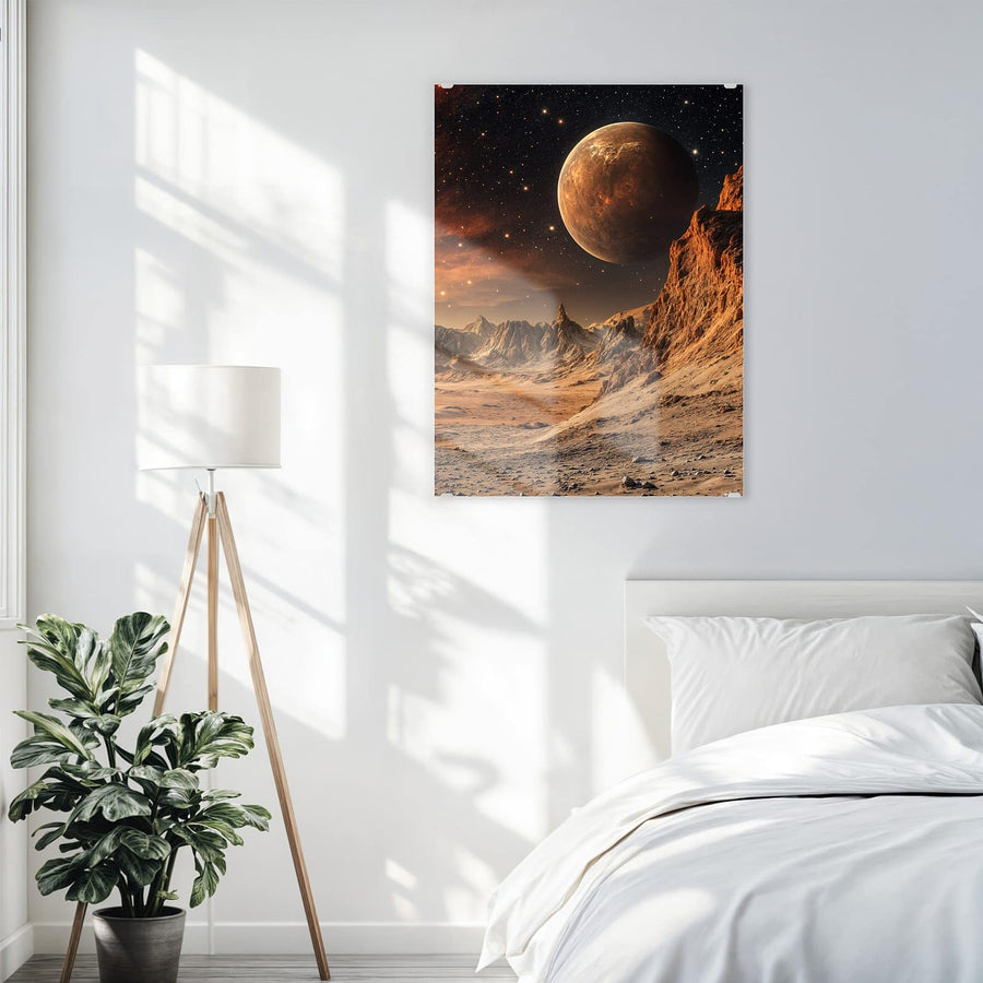 Maße Wandbild - Planet über der Wüste - Hochformat