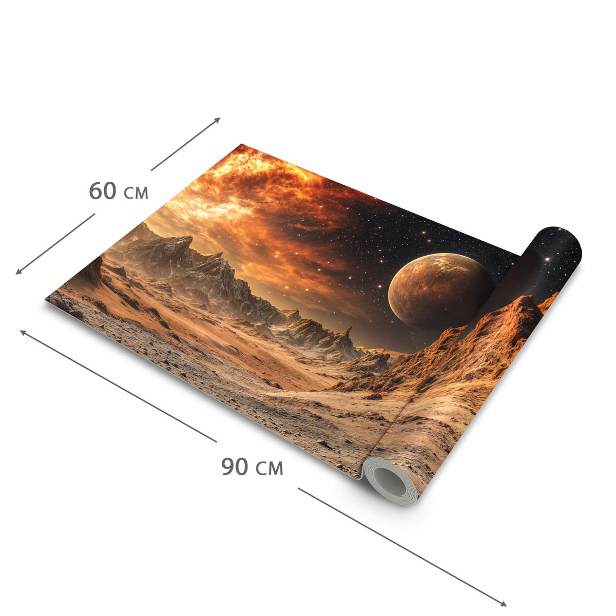 Hygienischer rutschfester Läufer mit Motiv Fremder Planet in der Grösse 60x270 cm
