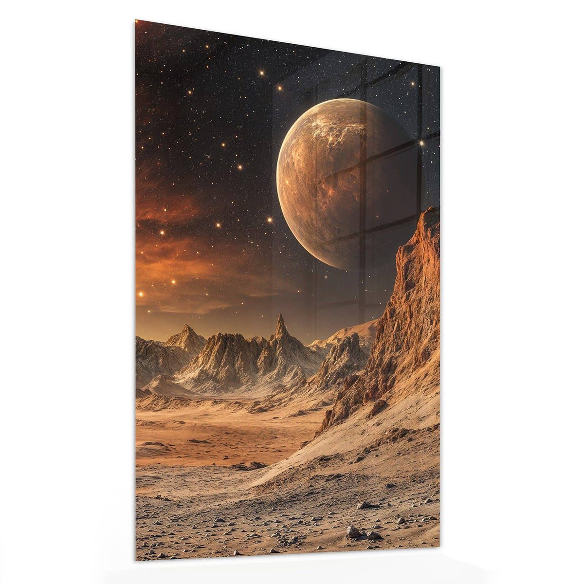 11 Größen – von 30 × 60 bis 60 × 150 cm – Wandbild - Planet über der Wüste - Hochformat