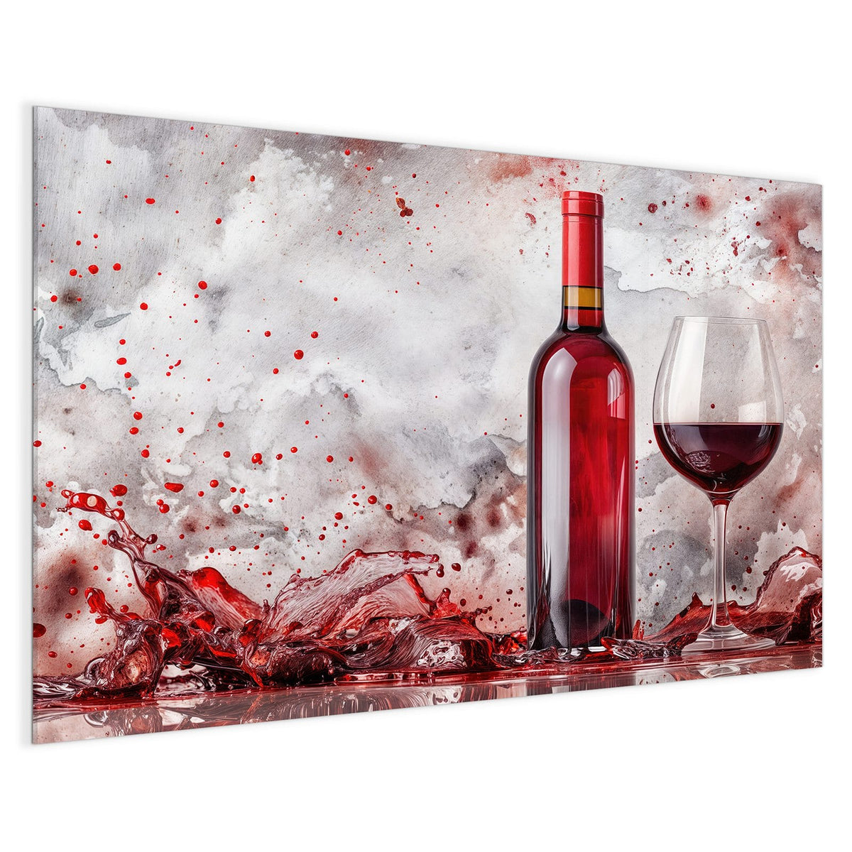 4 mm Glas statt lackiertem Blech – Magnettafel - Weinflasche im Spritzer